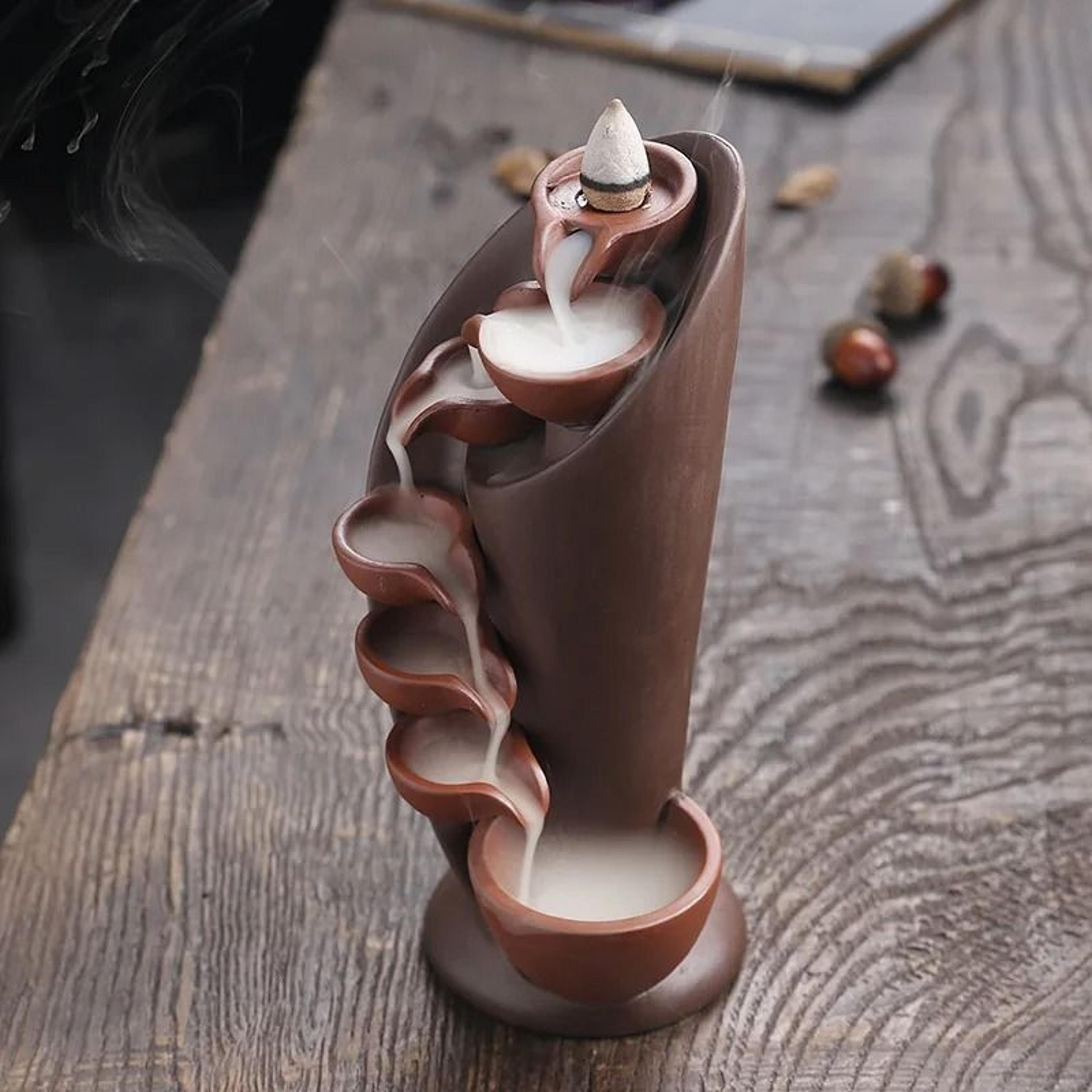 Ceramic Waterfall Backflow Incense Burner Zen Decorative Ornament 7