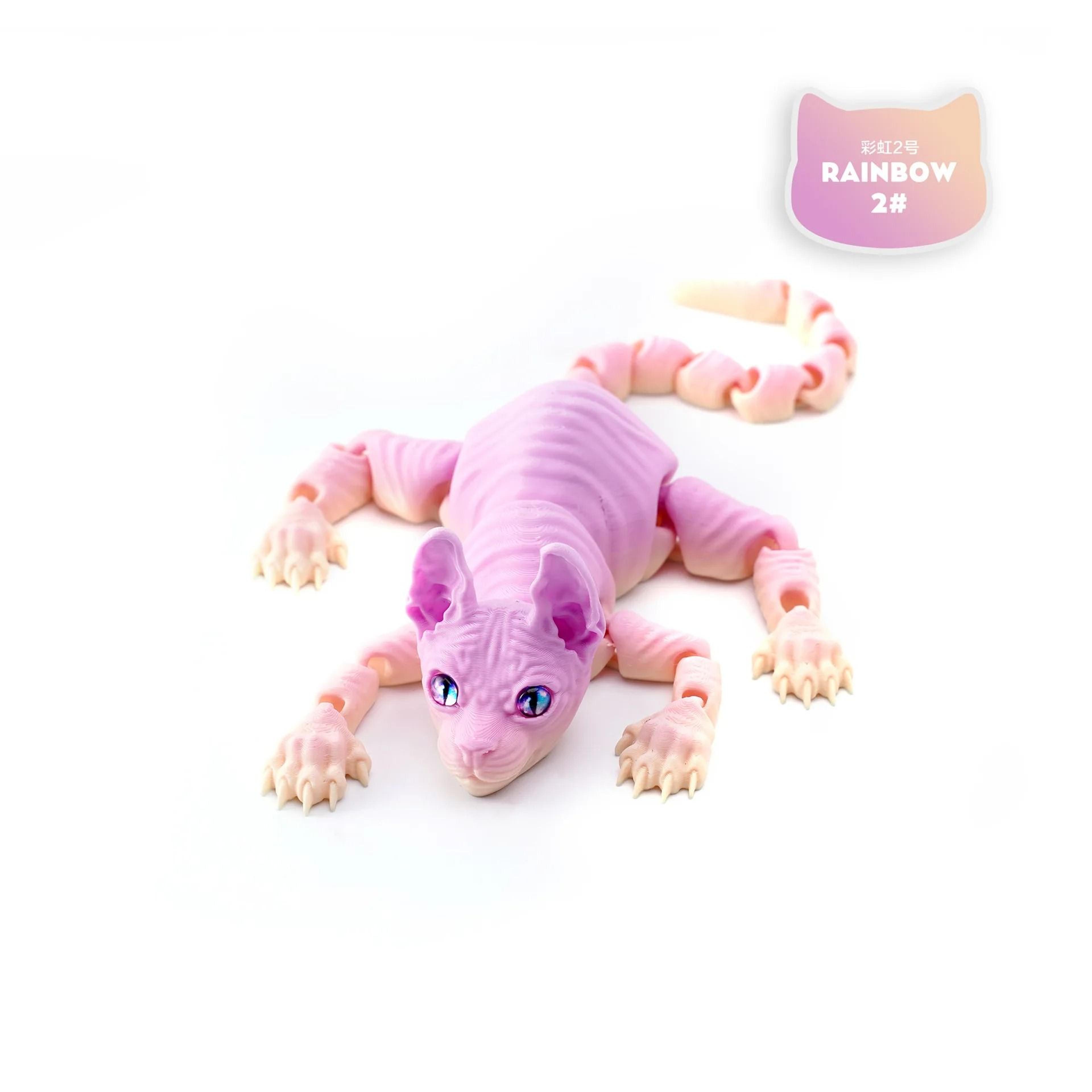 3D Printed Sphynx Cat Articulated Fidget Toy Flexible Cat Figurine Collectible Decor 9