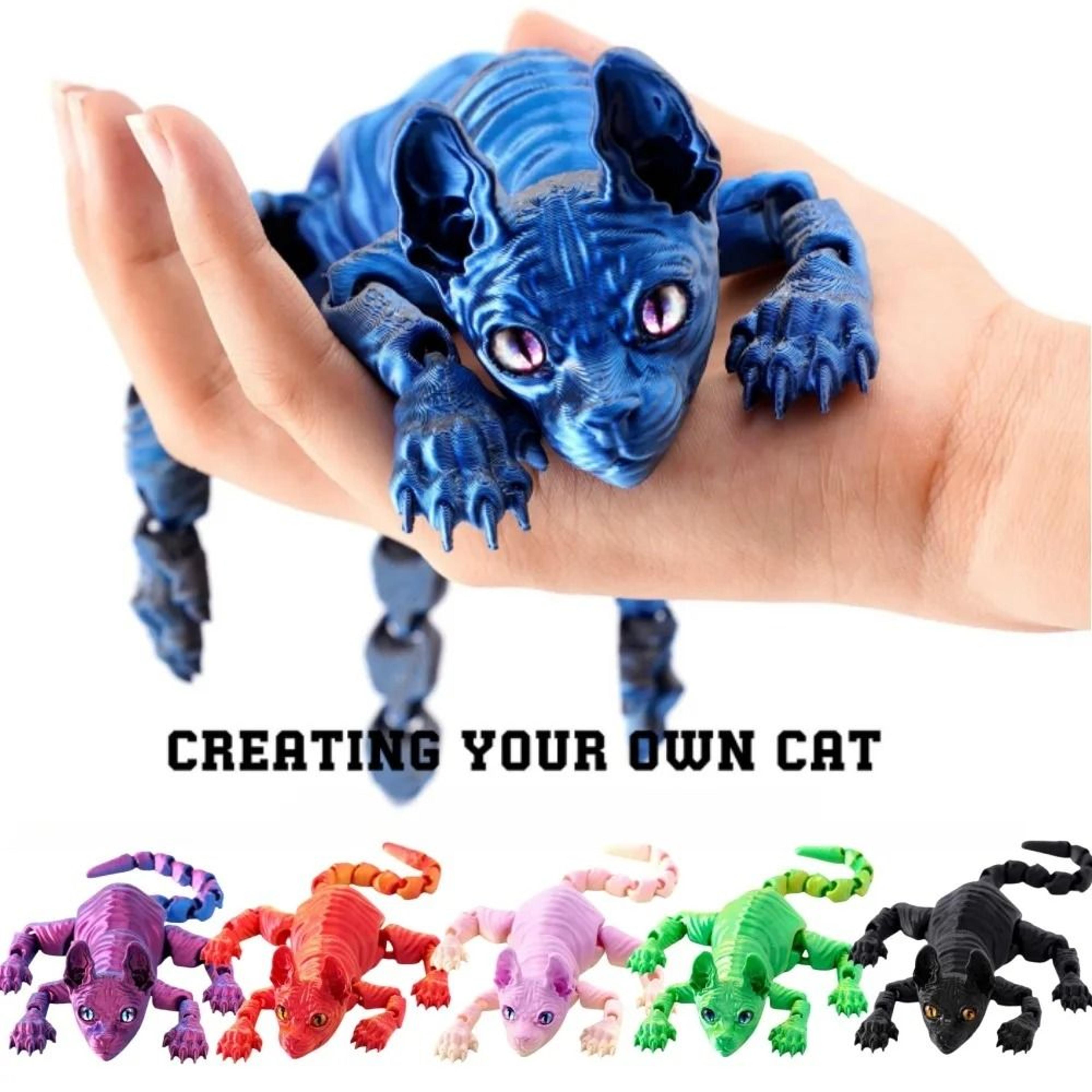 3D Printed Sphynx Cat Articulated Fidget Toy Flexible Cat Figurine Collectible Decor 17