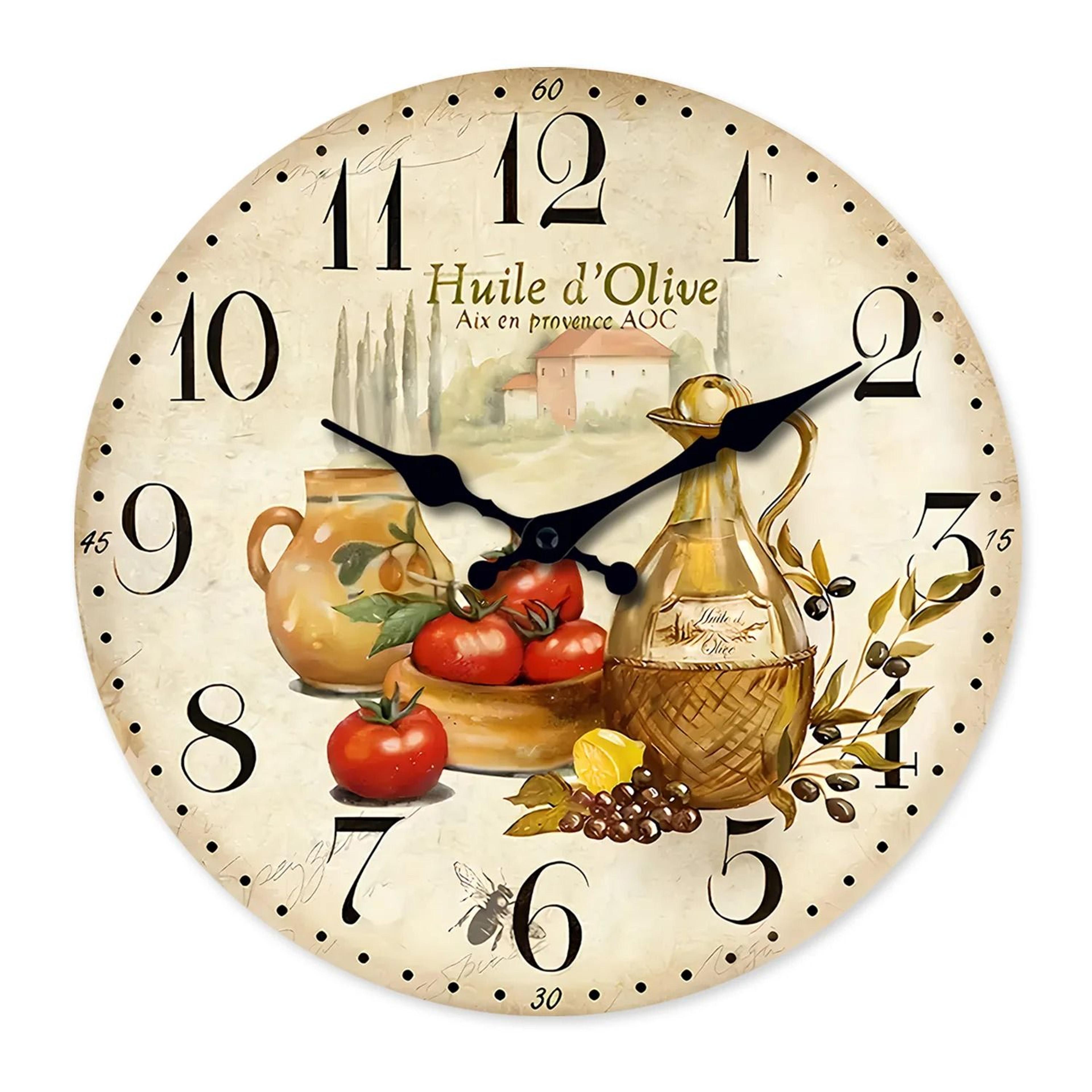 Vintage Wooden Wall Clock Rustic Kitchen Decor Silent Quartz Design 6