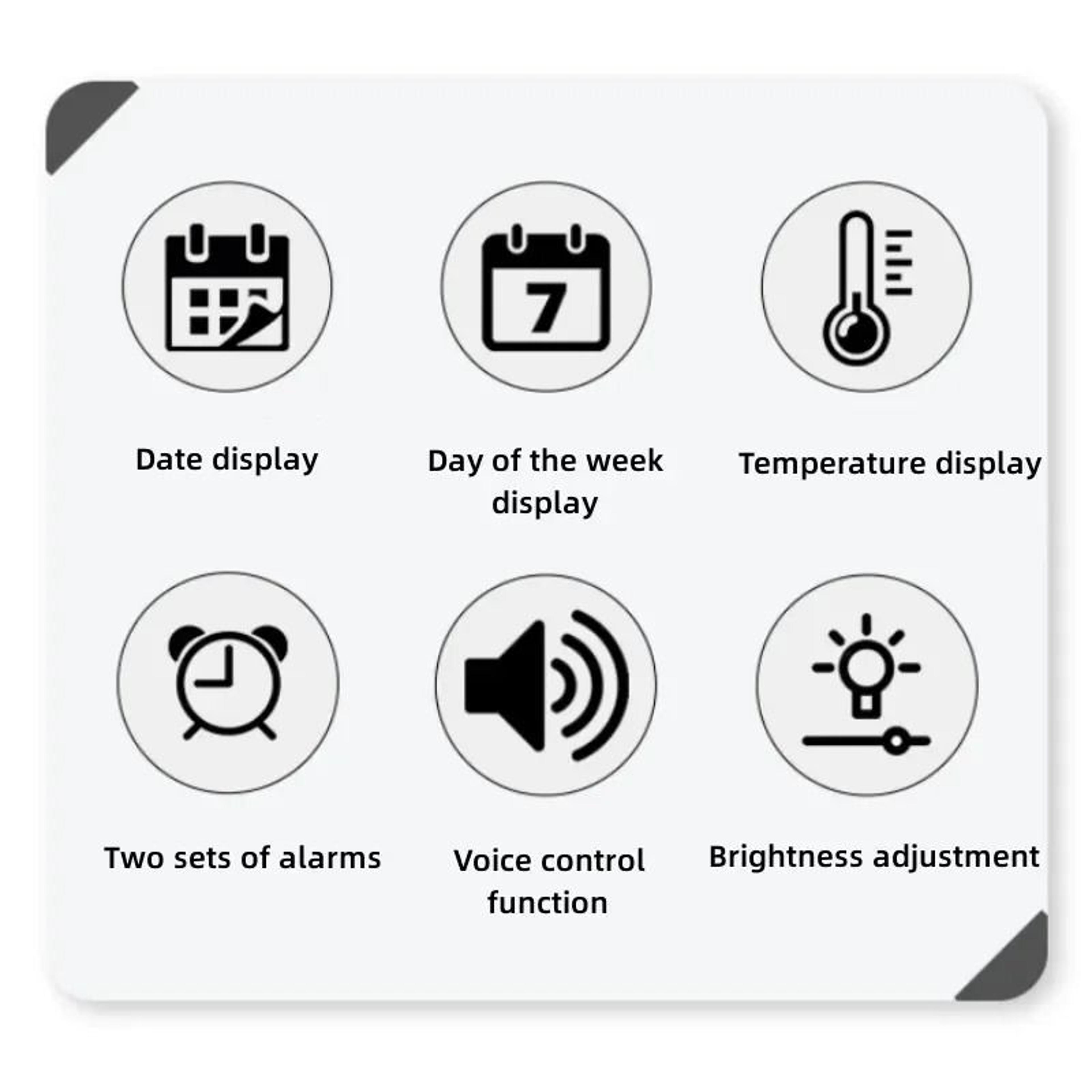 Voice Control Digital Wall Clock Large LED Display With Temperature And Dual Alarm 9