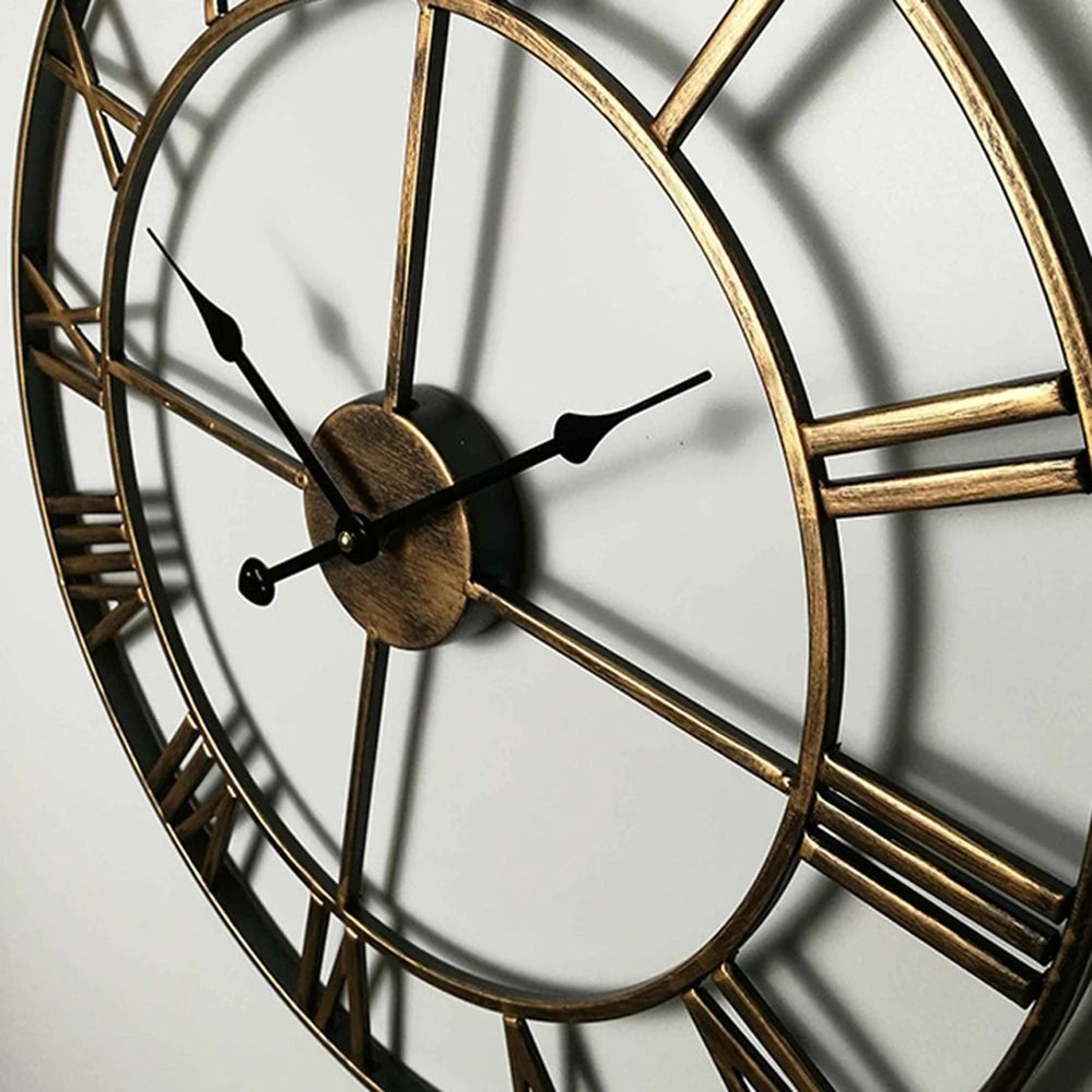 Large Metal Wall Clock 60cm Roman Numeral Silent Retro Decor 3