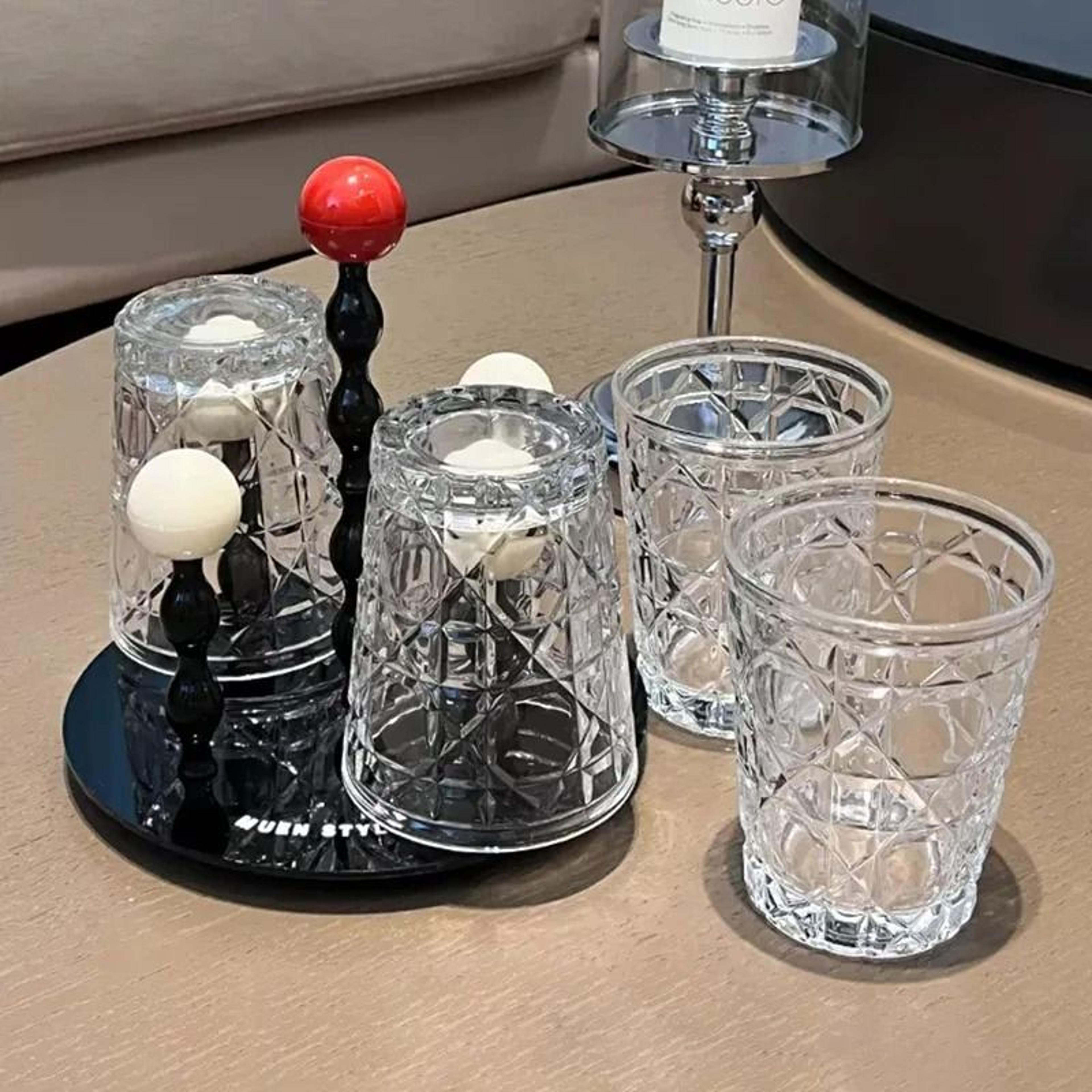 diamond whiskey glass set 4 piece transparent drinking glasses