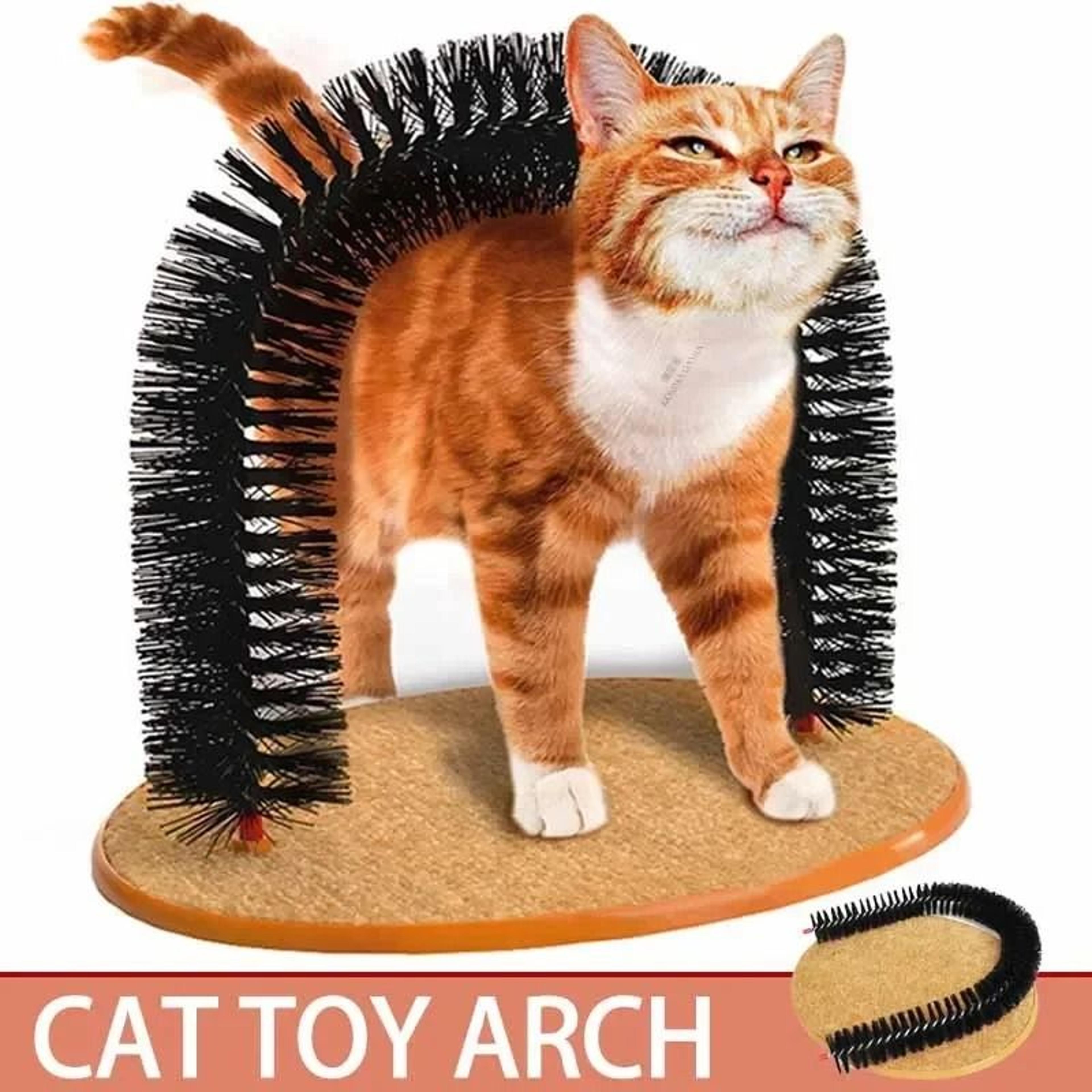 Cat Grooming Arch Self Grooming Brush With Scratching Pad Interactive Toy 7