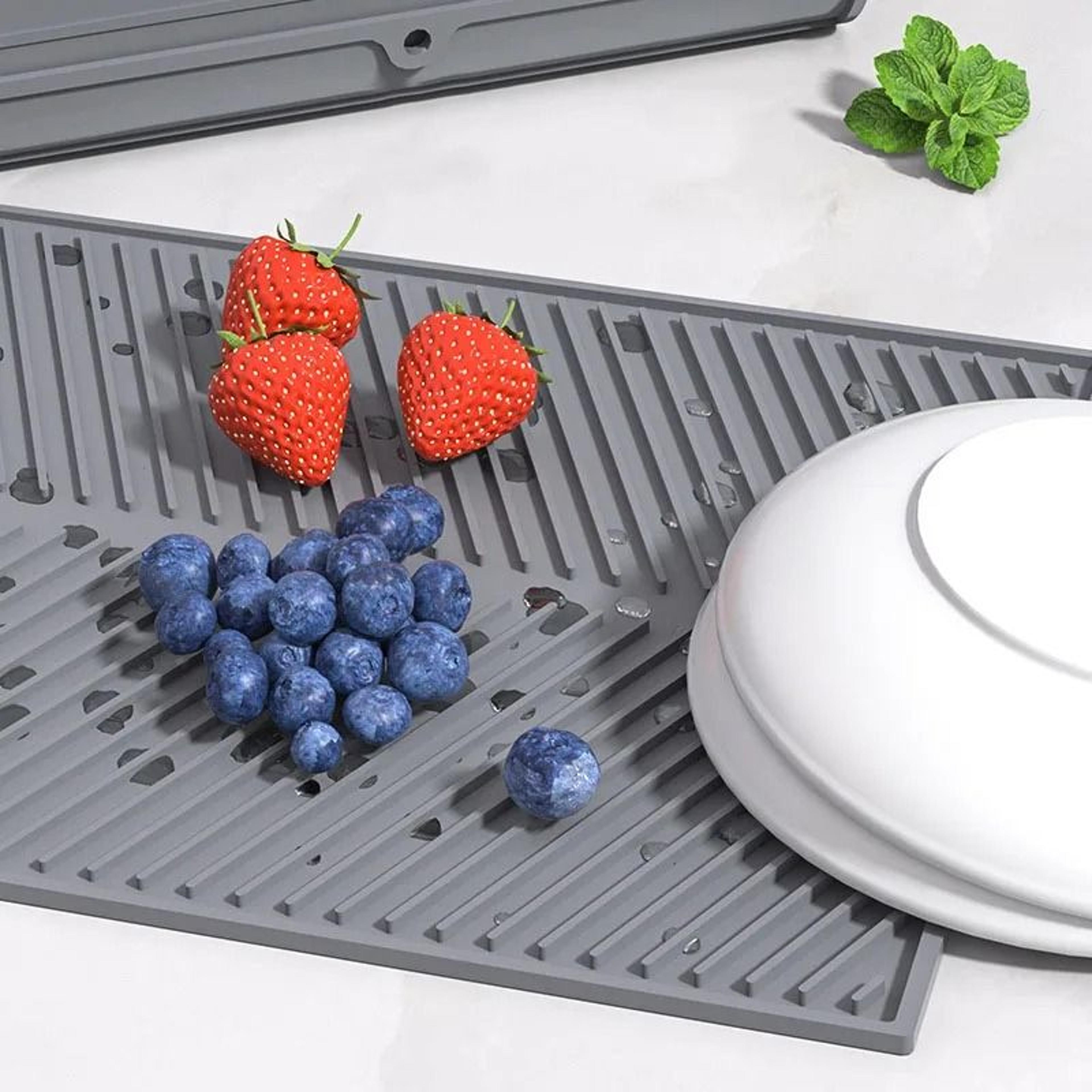 Silicone Dish Drying Mat Heat Resistant Foldable Countertop Draining Board 9