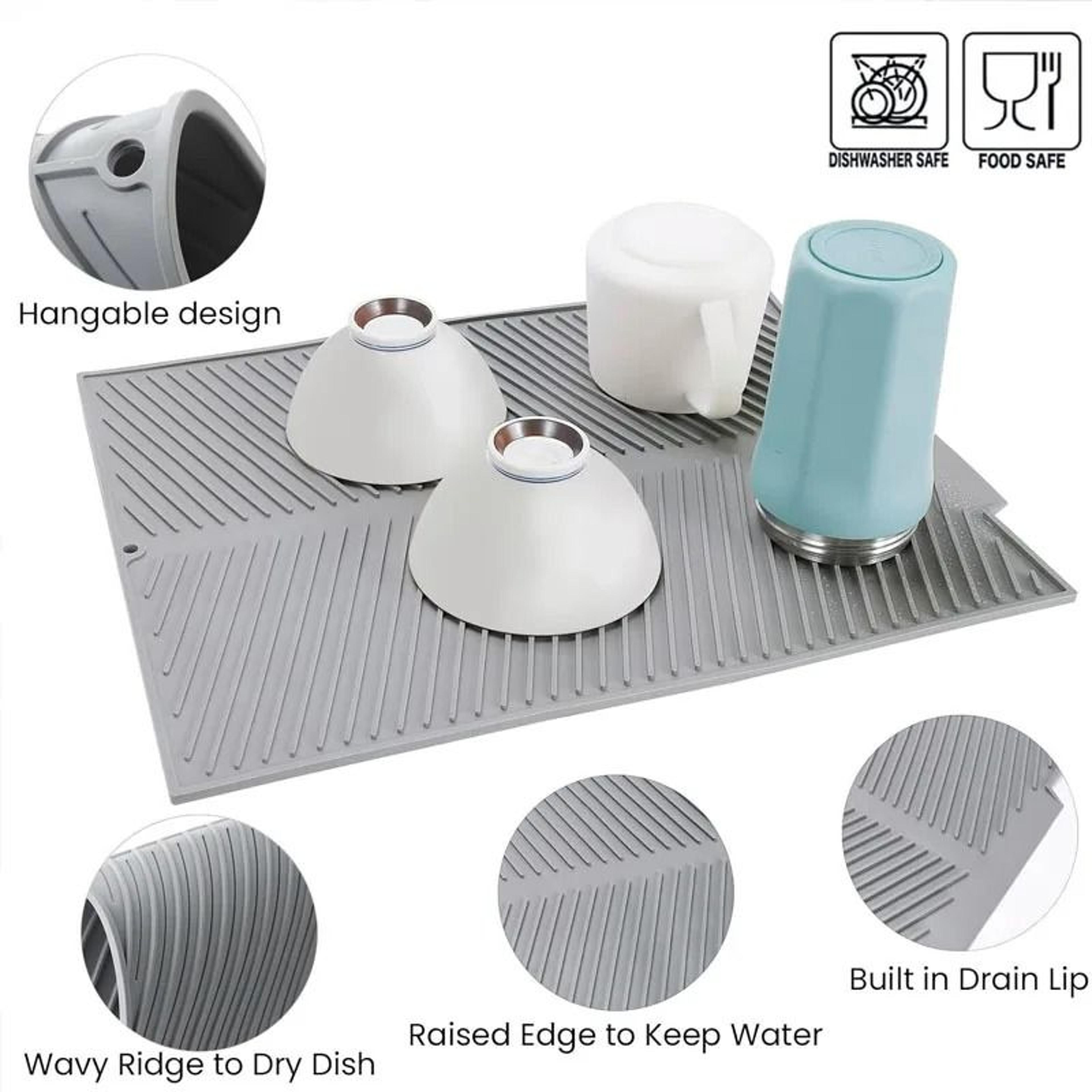 Silicone Dish Drying Mat Heat Resistant Foldable Countertop Draining Board 6