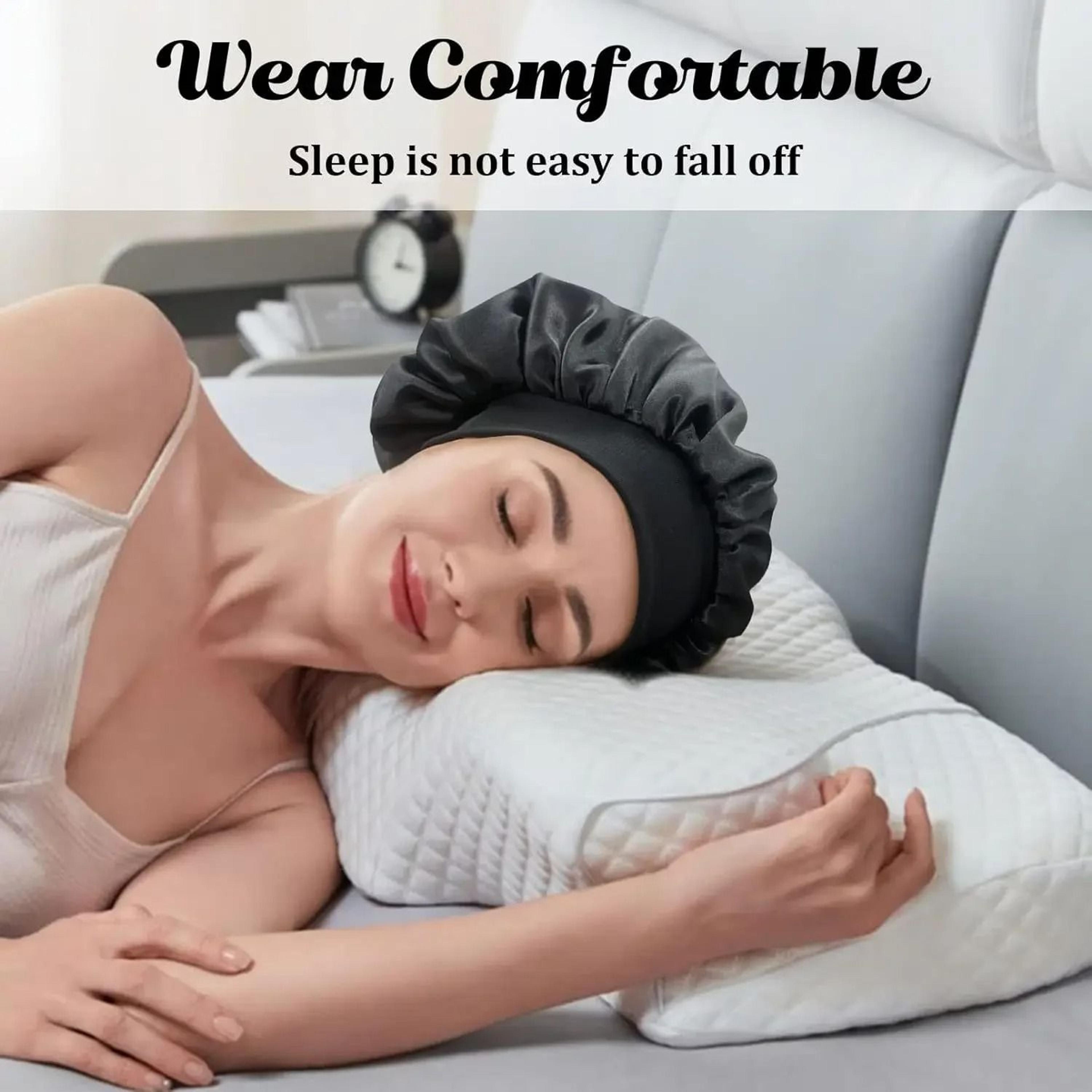 Silk Satin Hair Bonnet For Sleeping Wide Band Protective Sleep Cap For Women 26