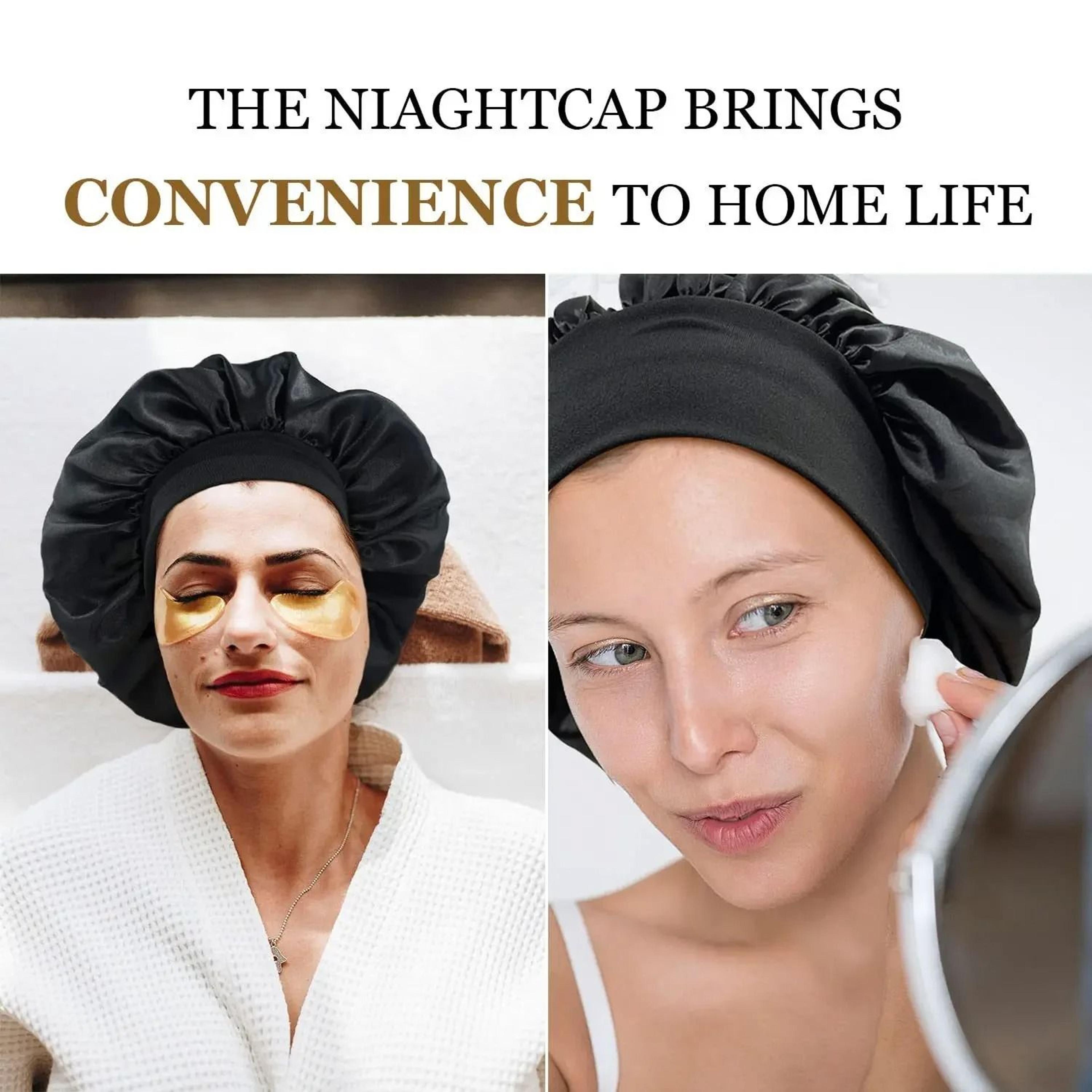 Silk Satin Hair Bonnet For Sleeping Wide Band Protective Sleep Cap For Women 27