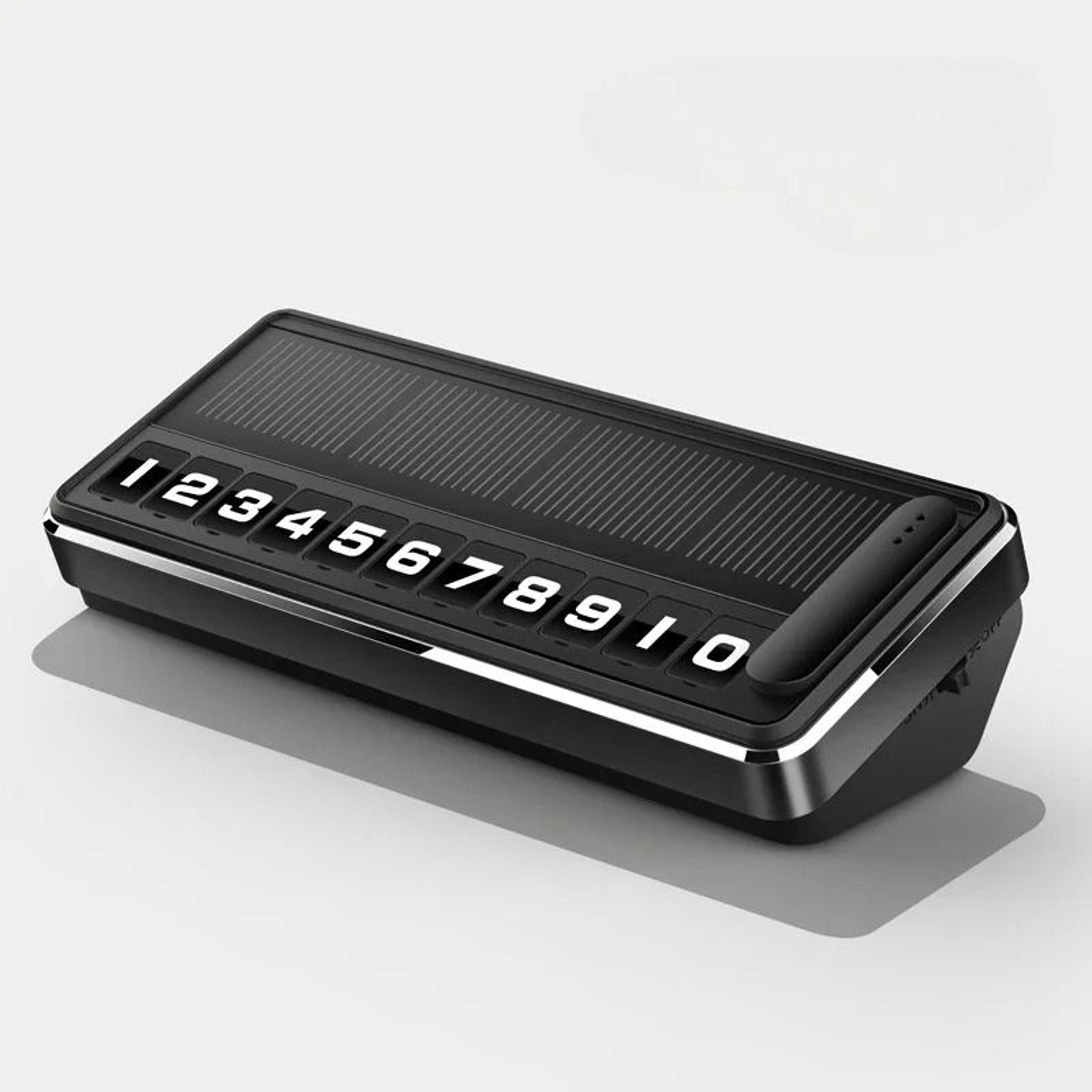 Solar LED Temporary Parking Number Plate Car Dashboard Phone Display 1