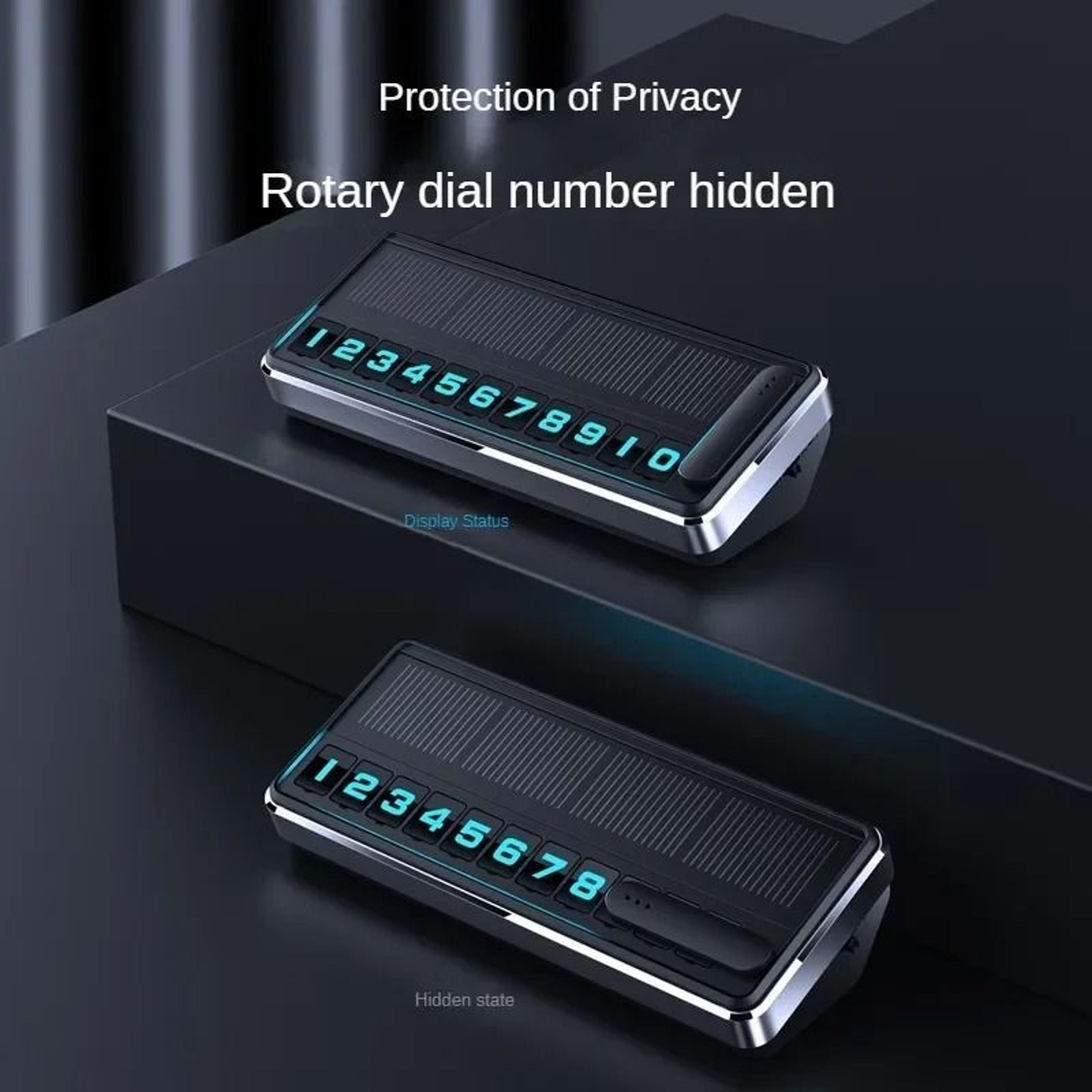 Solar LED Temporary Parking Number Plate Car Dashboard Phone Display 6