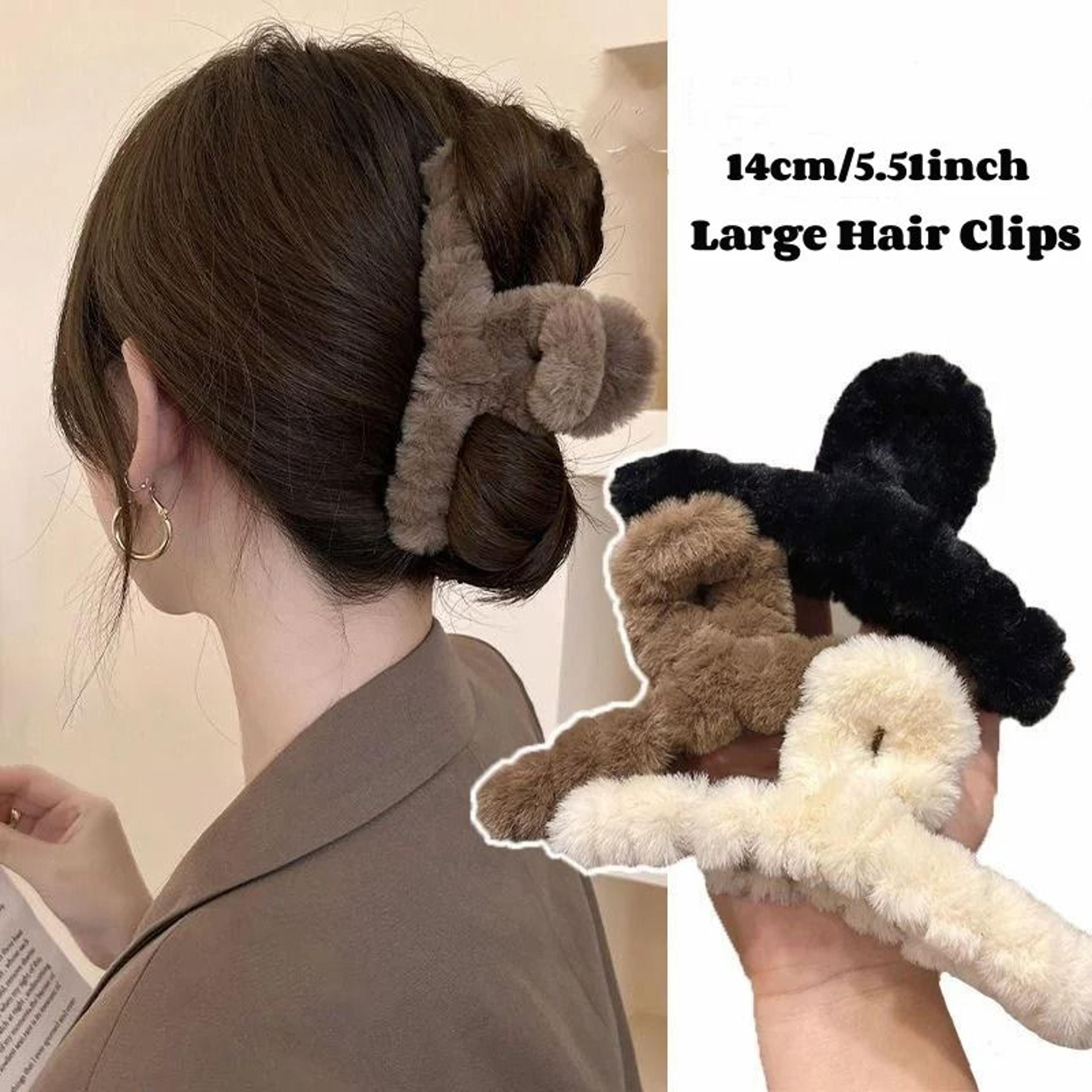 Extra Large Plush Hair Claw Clip Korean Style Soft Hair Clip For Thick Hair 12