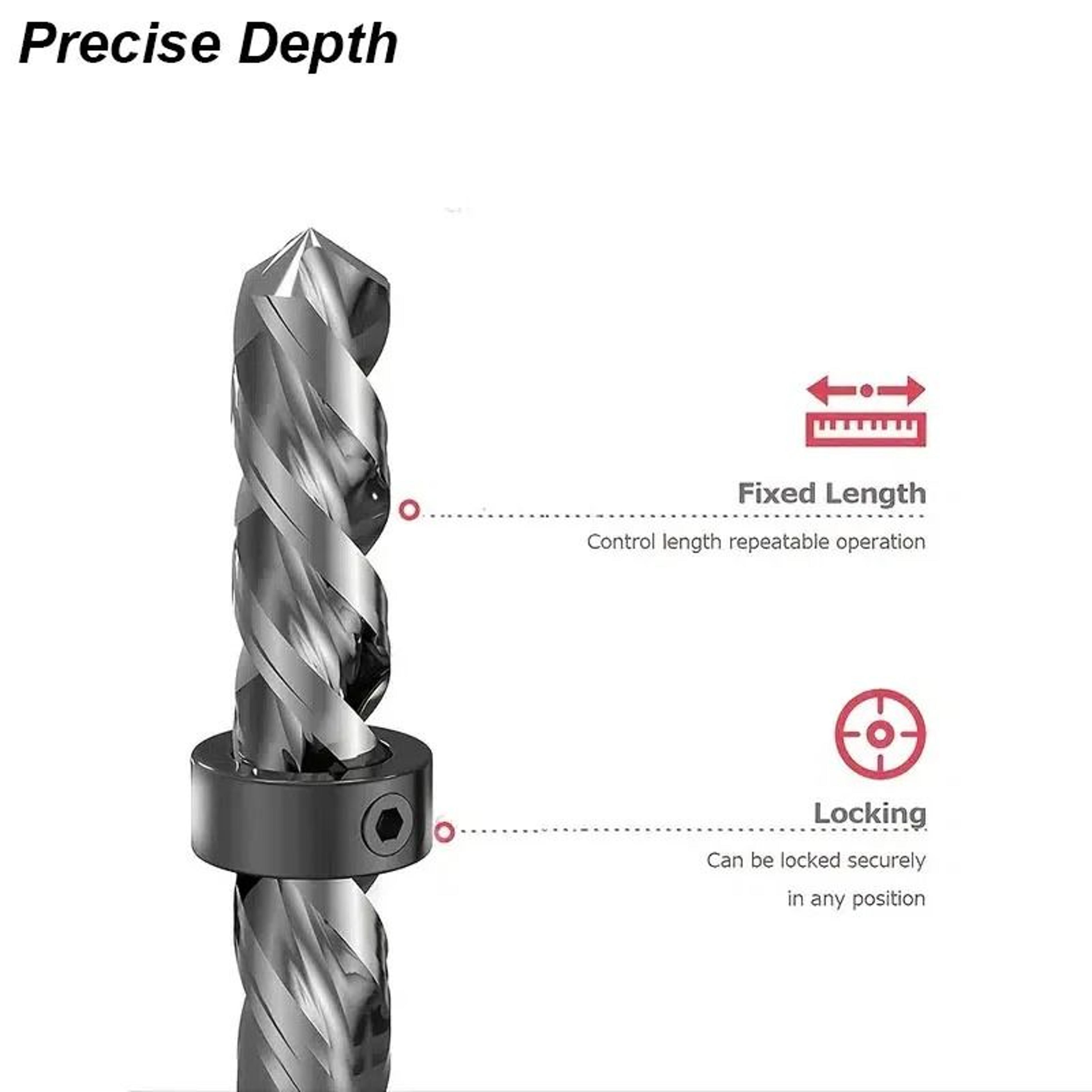 Drill Stop Collar Set Adjustable Drill Bit Depth Stop Ring For Precision Woodworking 4