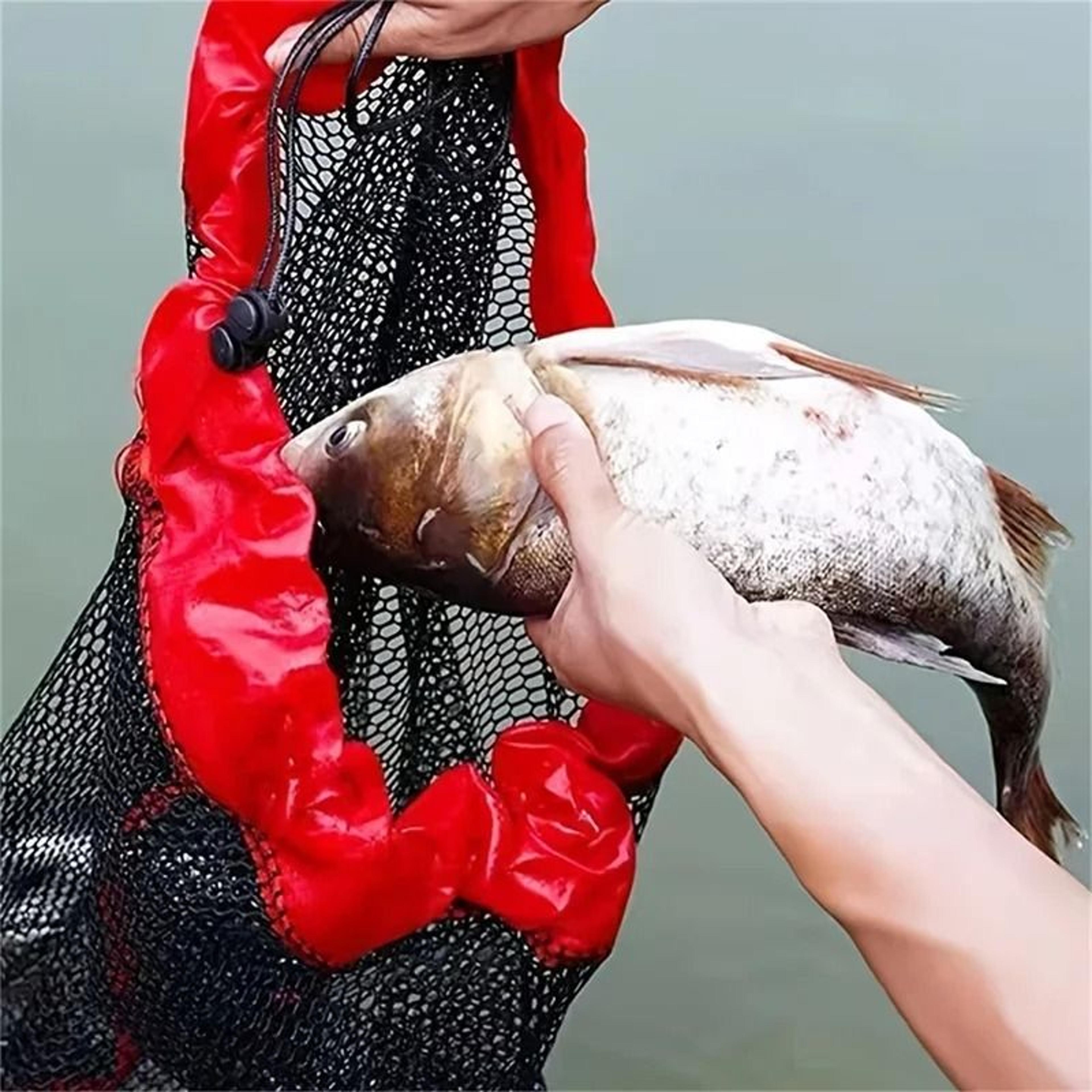 Portable Fishing Net Bag With Drawstring Secure Mesh Fish Keeper Storage 4