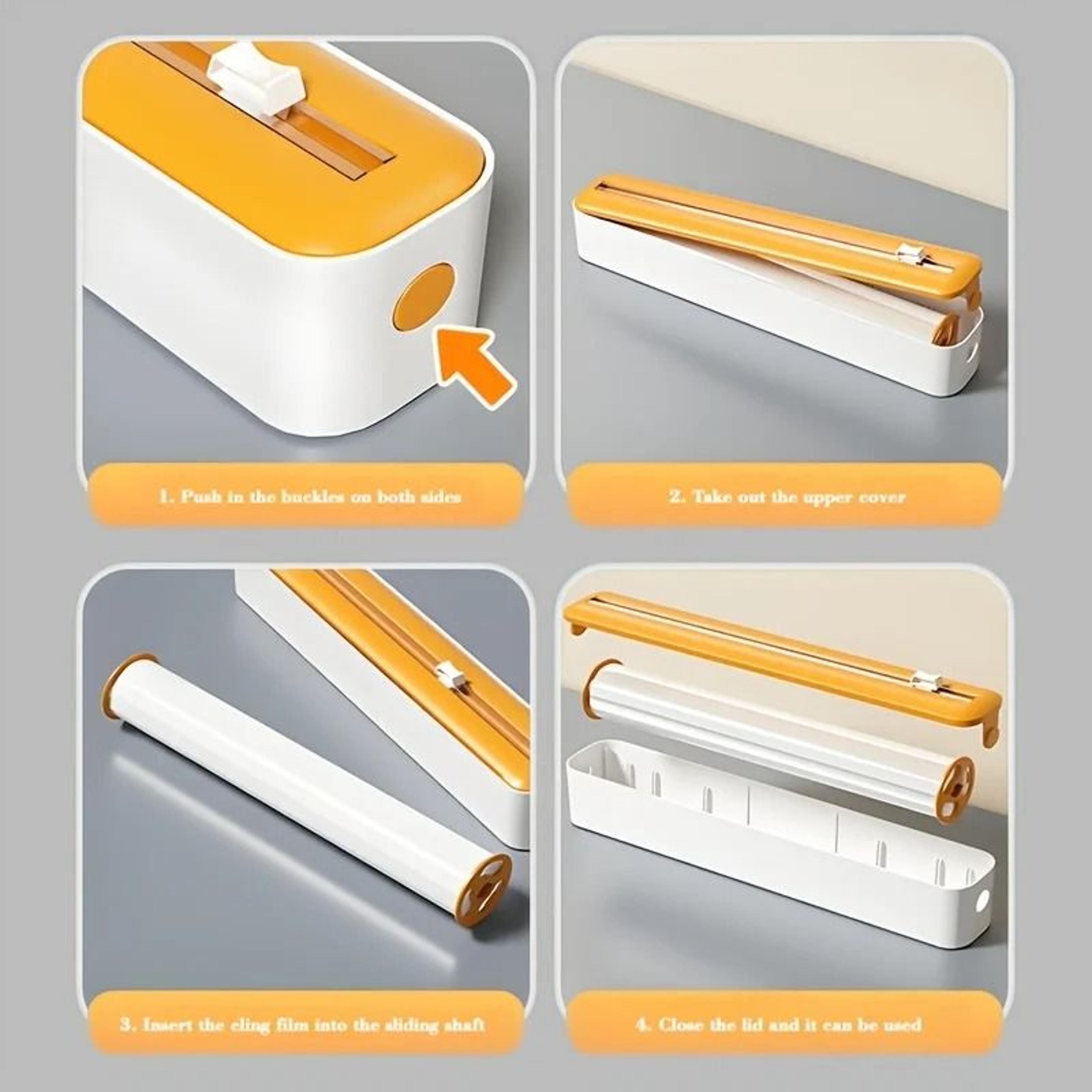 Plastic Wrap Dispenser With Cutter Kitchen Organizer For Foil And Cling Wrap 6