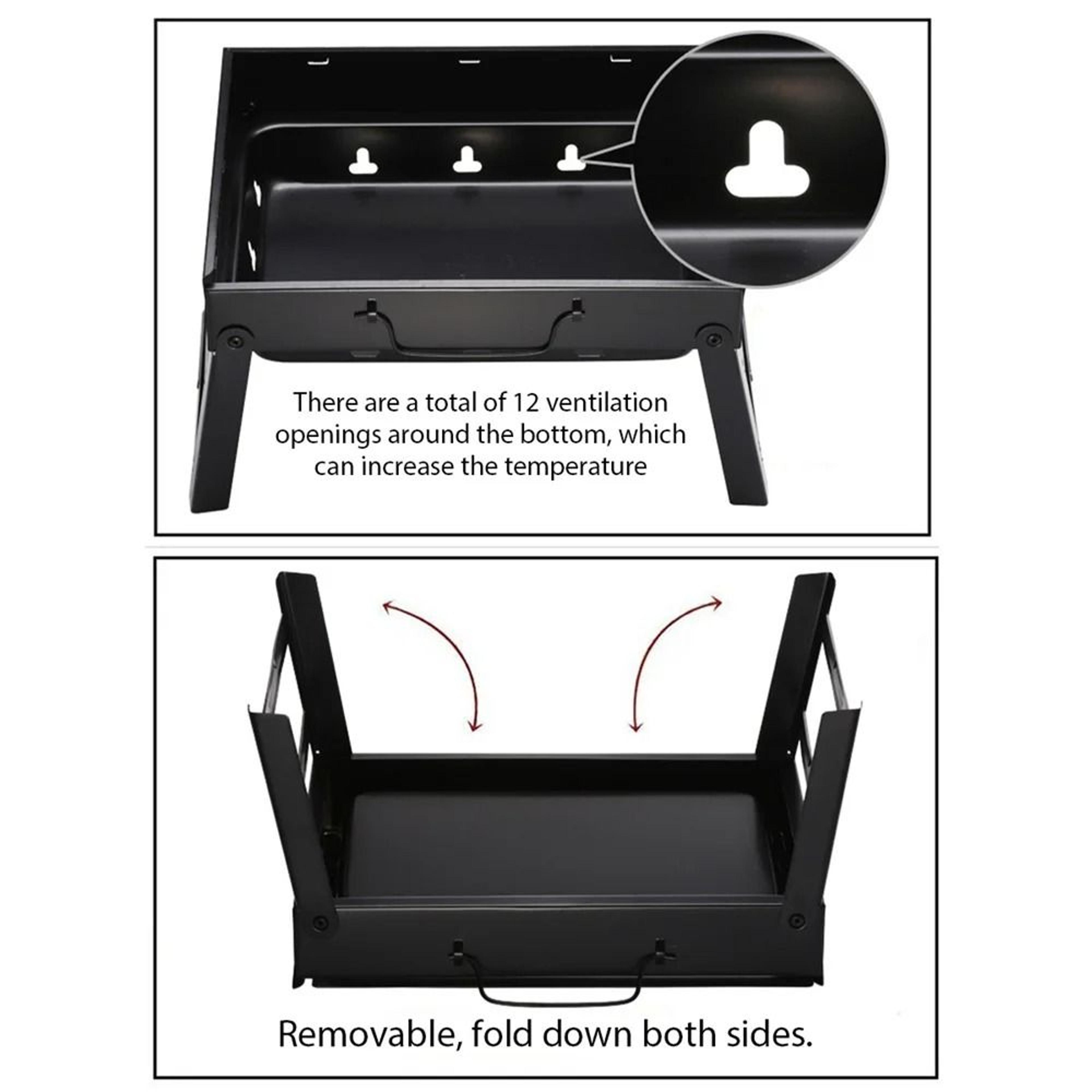 Portable Foldable Charcoal BBQ Grill Outdoor Camping Barbecue Stove Set 6