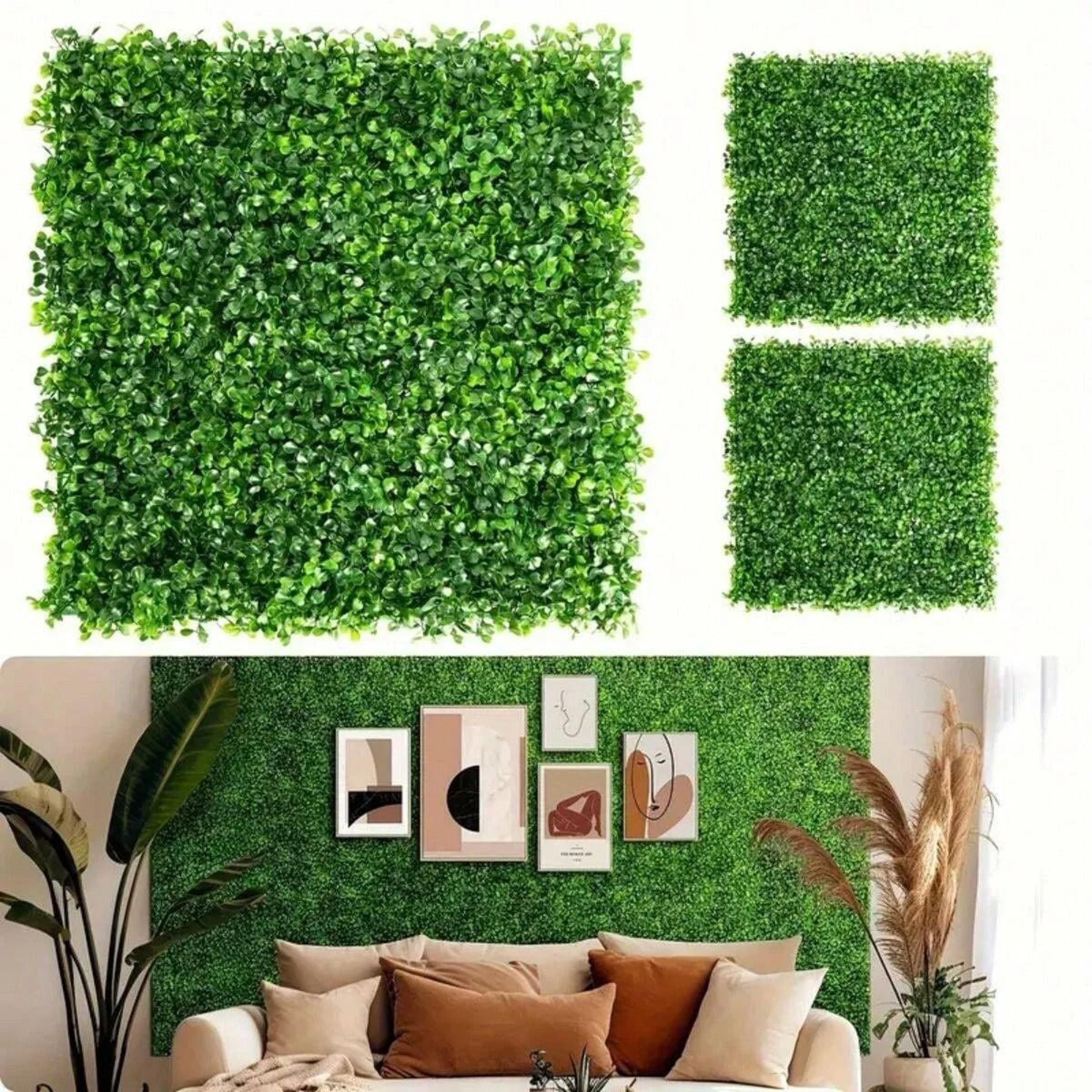 Artificial Grass Wall Panels Boxwood Hedge Greenery Backdrop Decor Set 10pcs 0