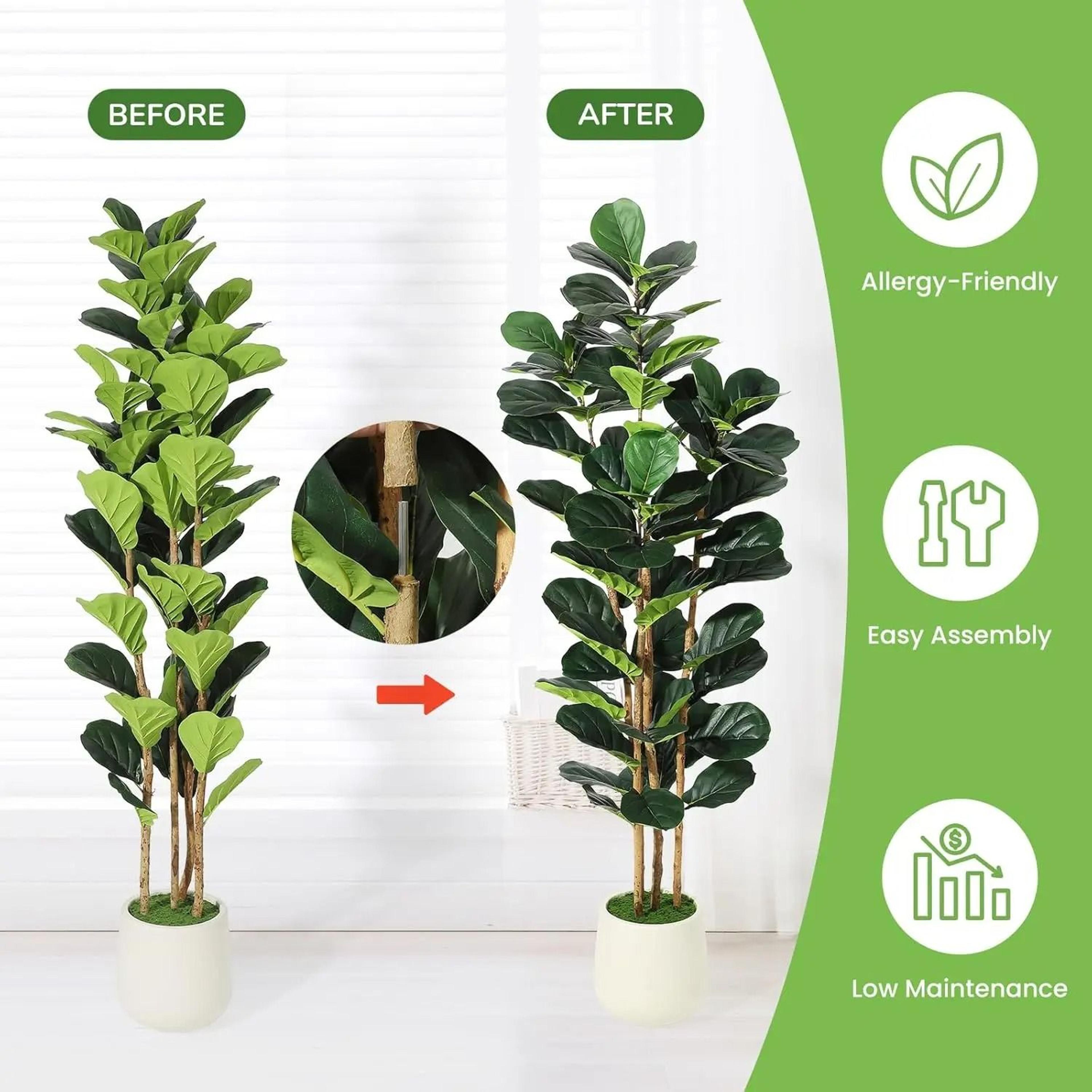 Artificial Fiddle Leaf Fig Tree Large Faux Indoor Plant Decor With Pot 4