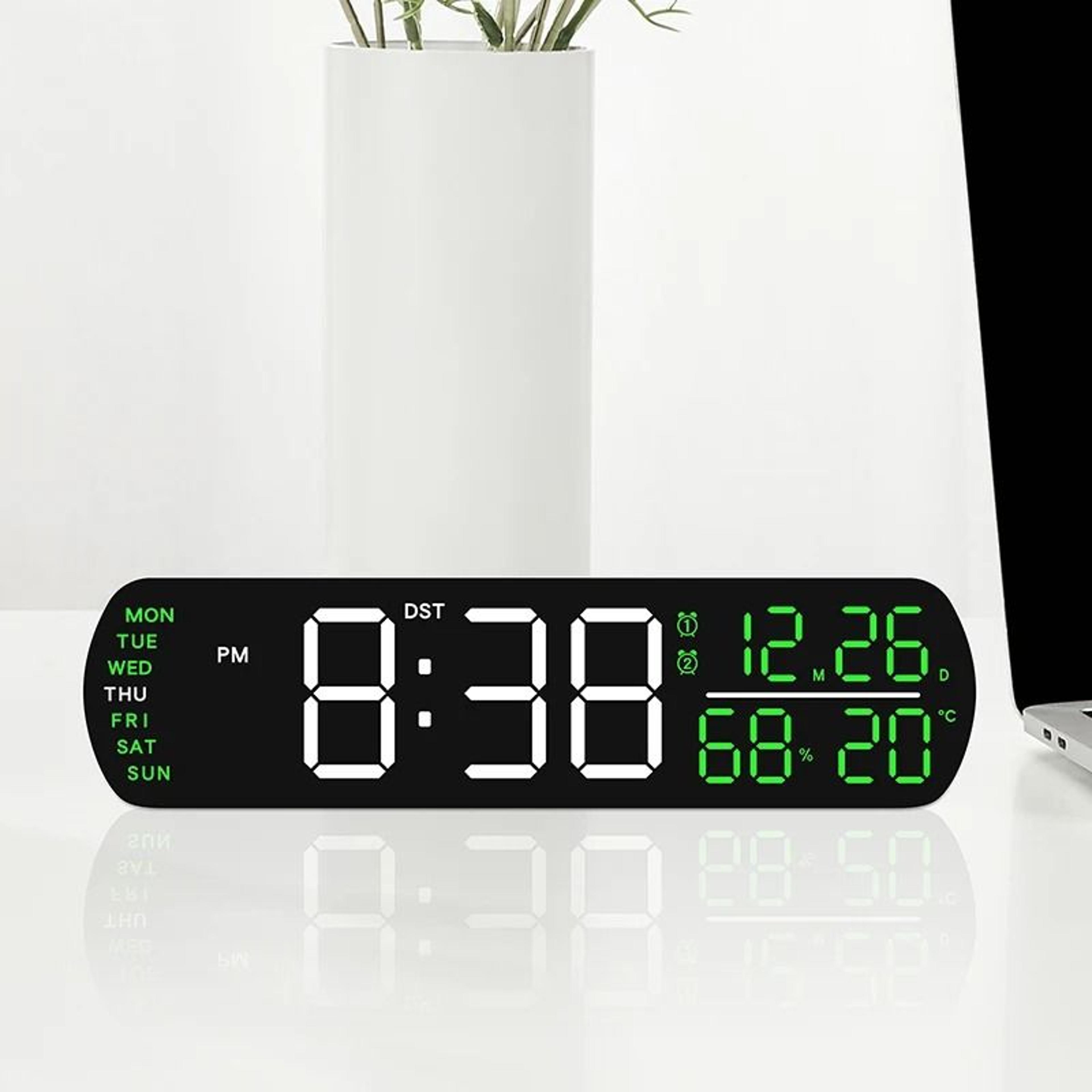 Digital Alarm Clock LED Display With Temperature Humidity Smart Bedside Clock 1