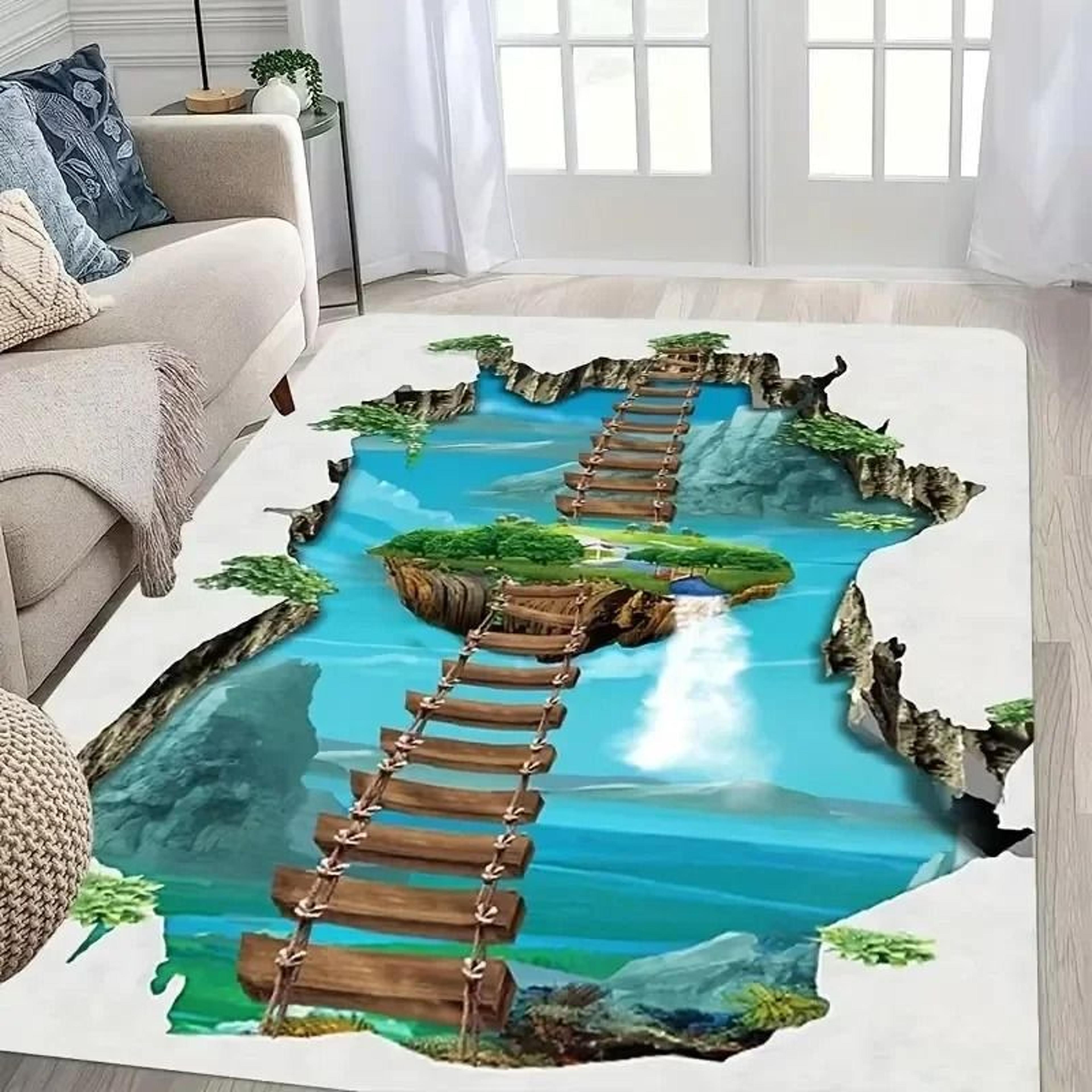 3D Ocean Desert Crack Rug Non Slip Washable Beach Style Carpet 10
