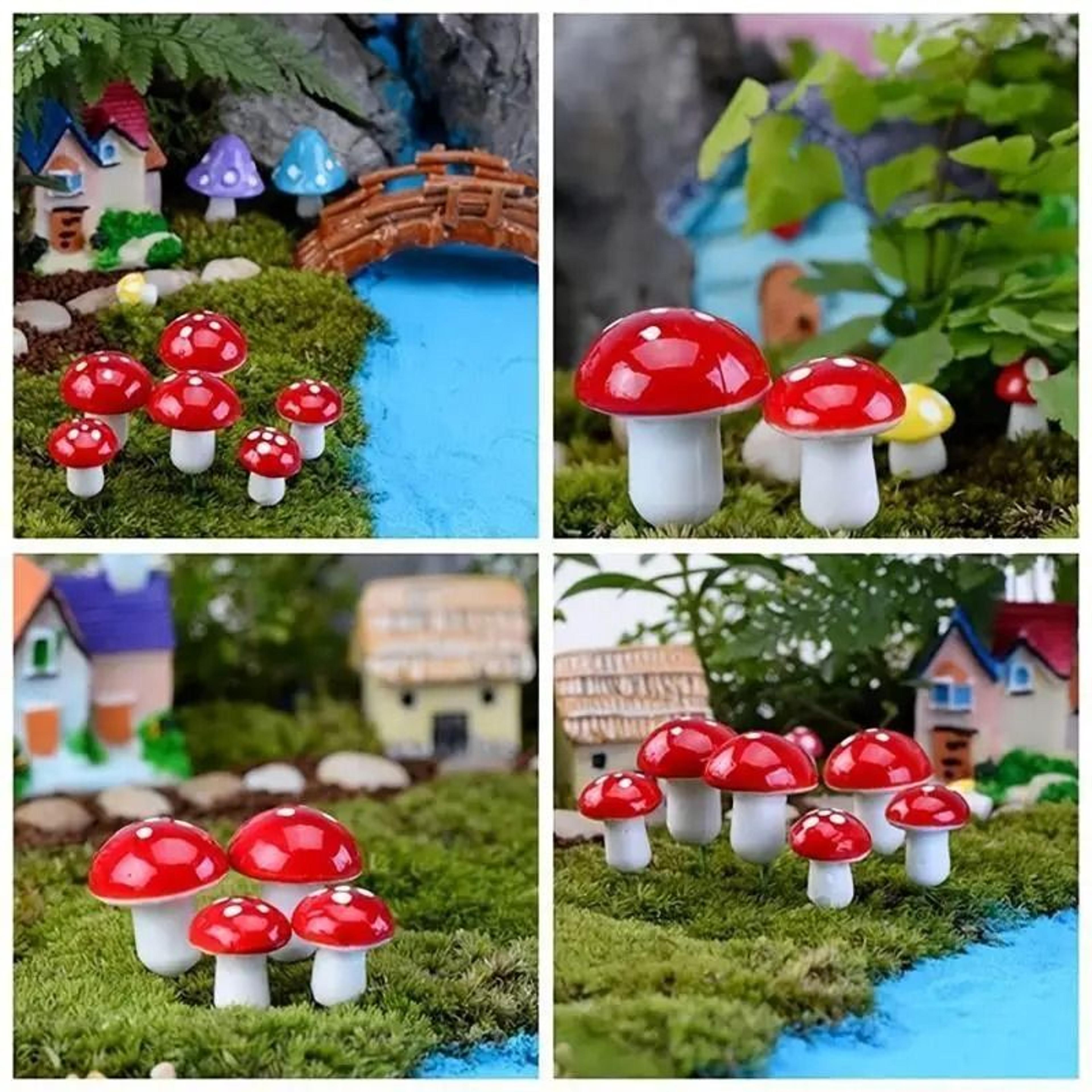 Mini Mushroom Decorations Fairy Garden Bonsai Miniature Decor Set 4