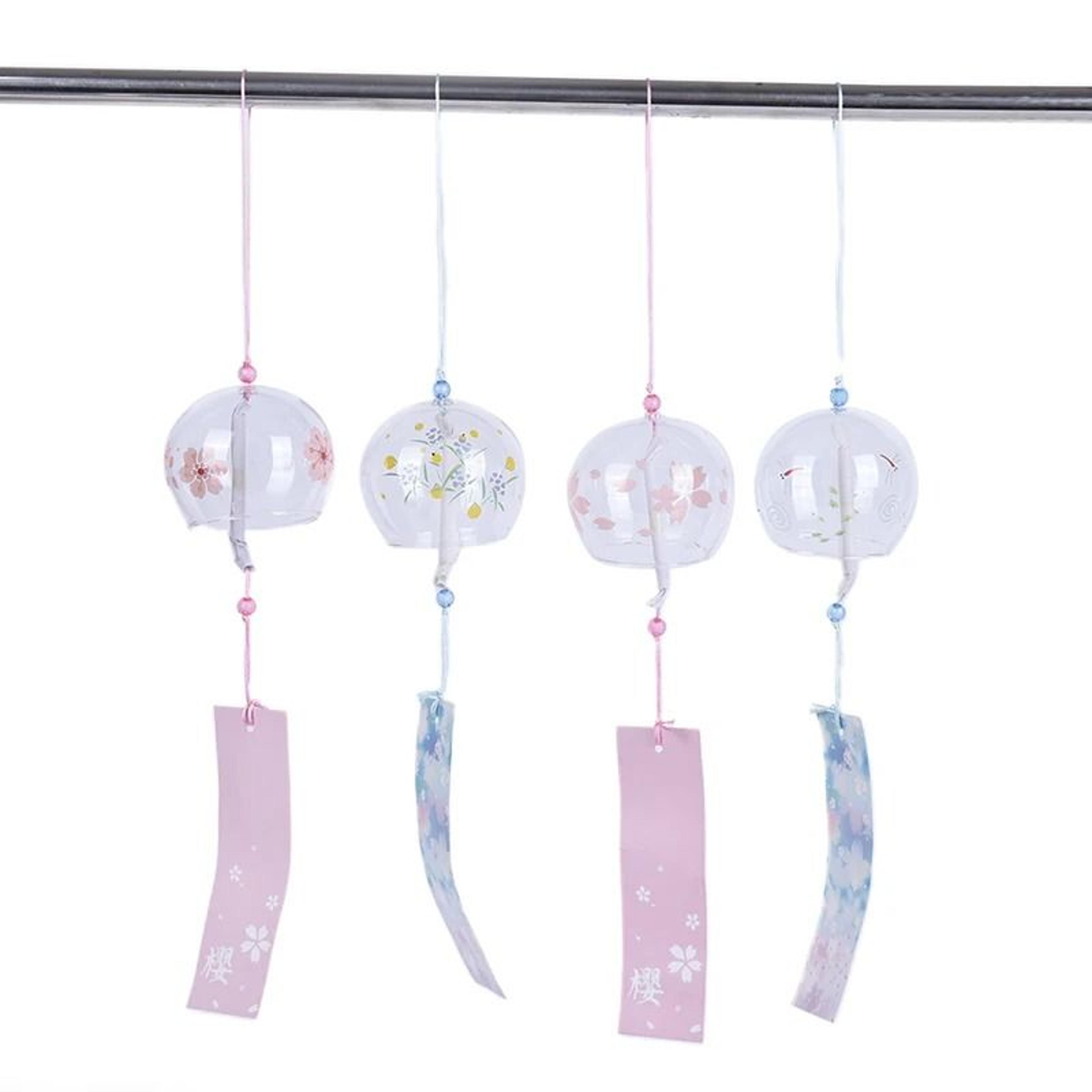 Japanese Glass Wind Chime Sakura Cherry Blossom Hanging Bell Decor 6