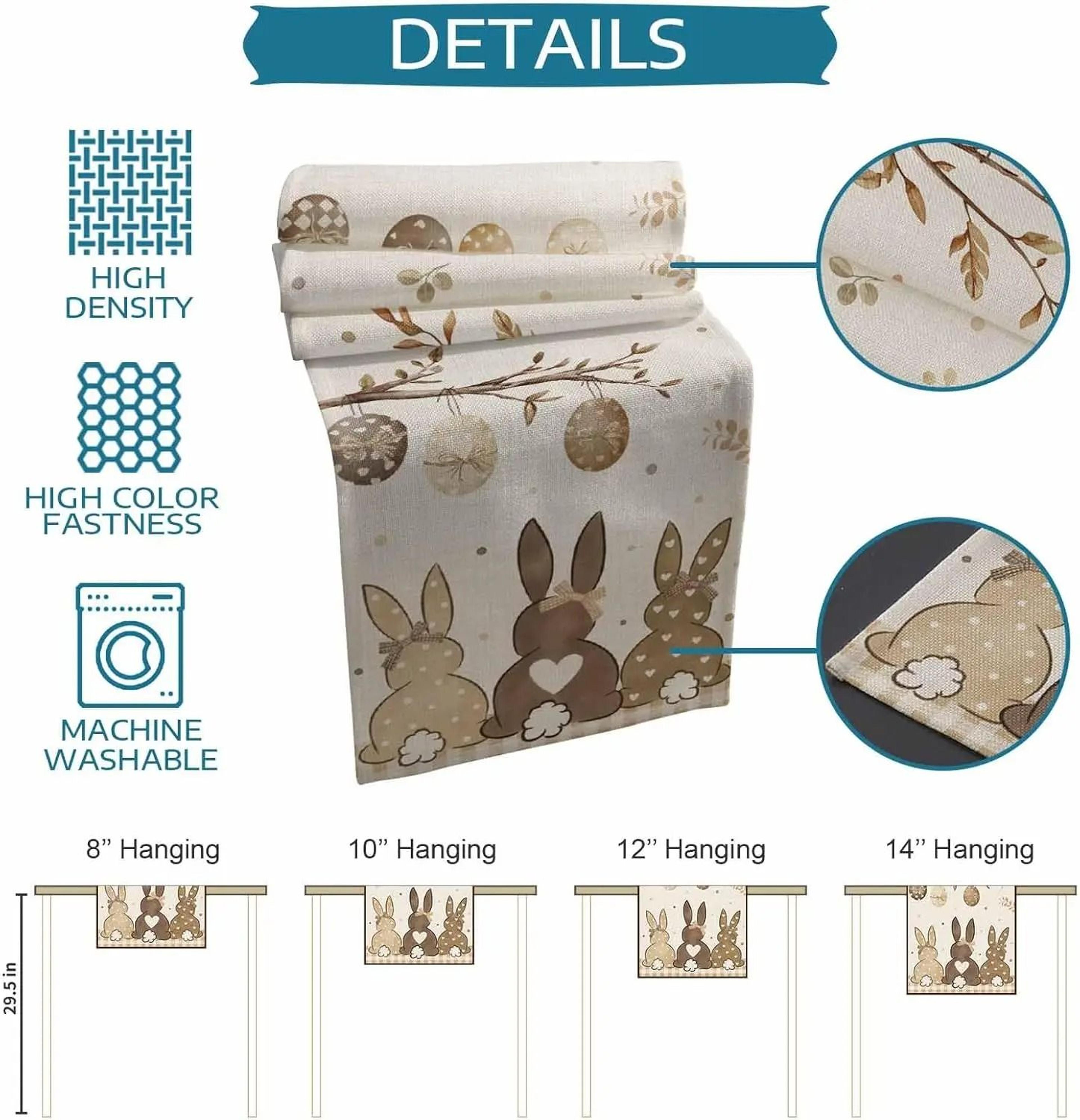 Easter Bunny Linen Table Runner Rustic Spring Table Decor For Dining And Kitchen 2