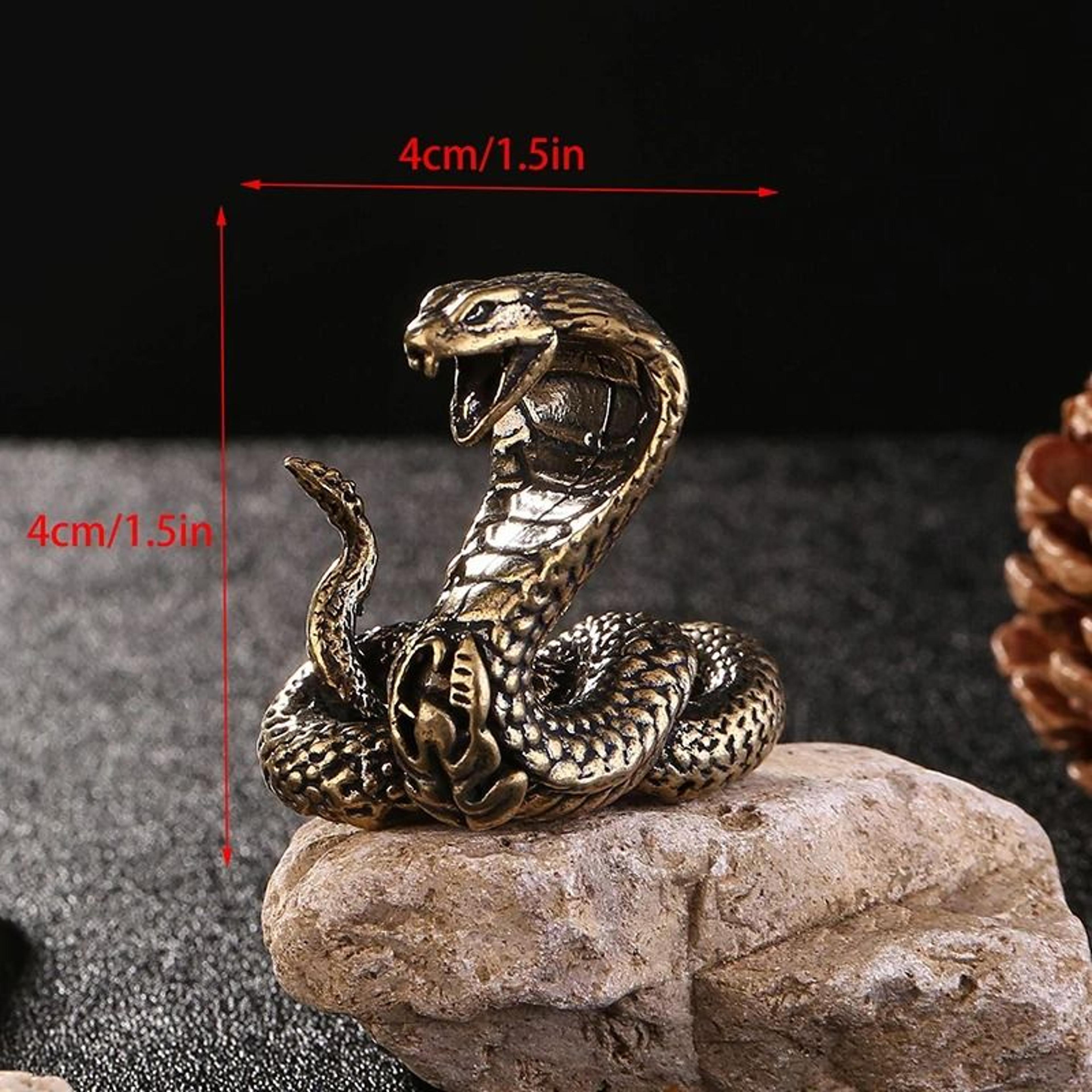 Antique Brass Mini Snake Figurine Decorative Bronze Desk Ornament 1