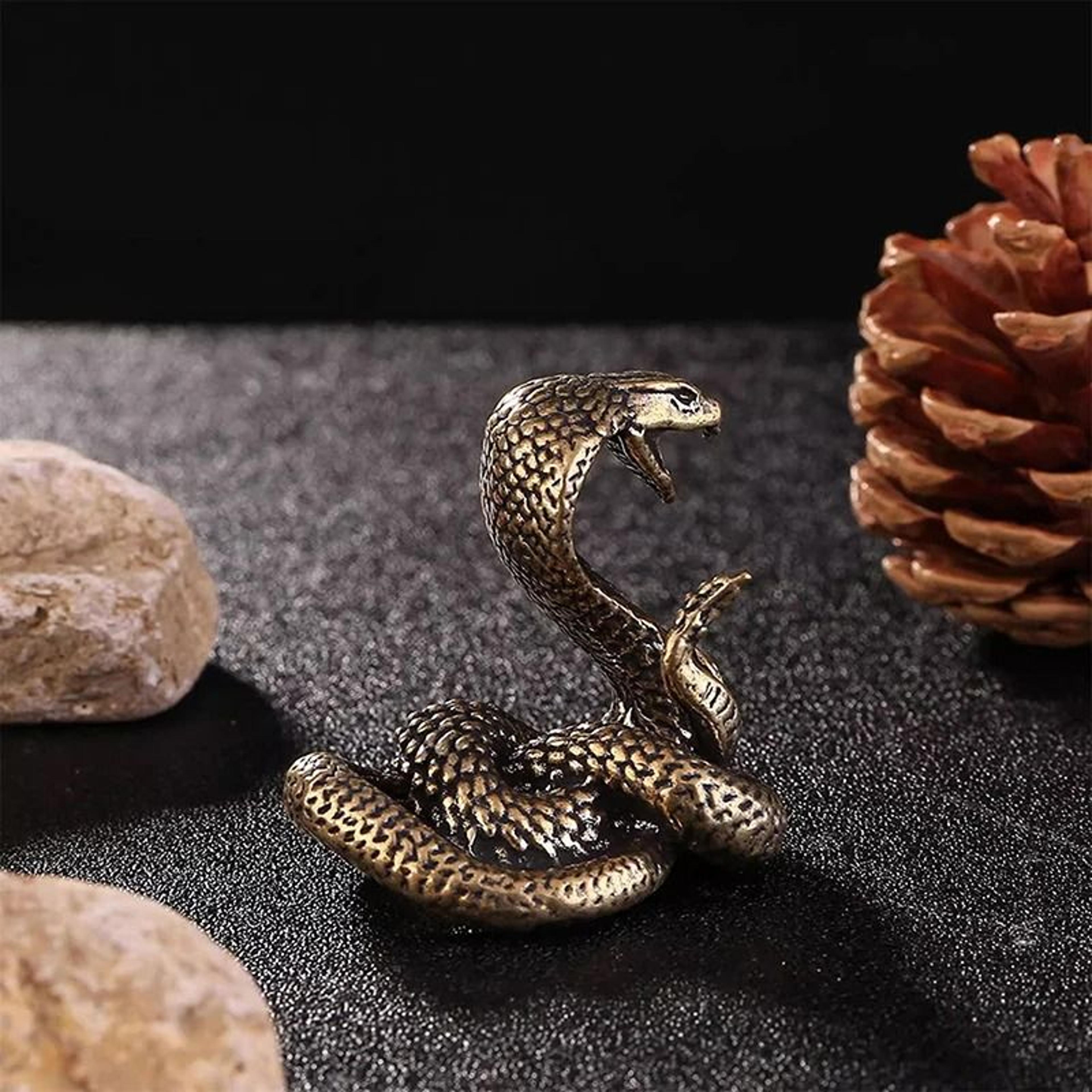 Antique Brass Mini Snake Figurine Decorative Bronze Desk Ornament 3