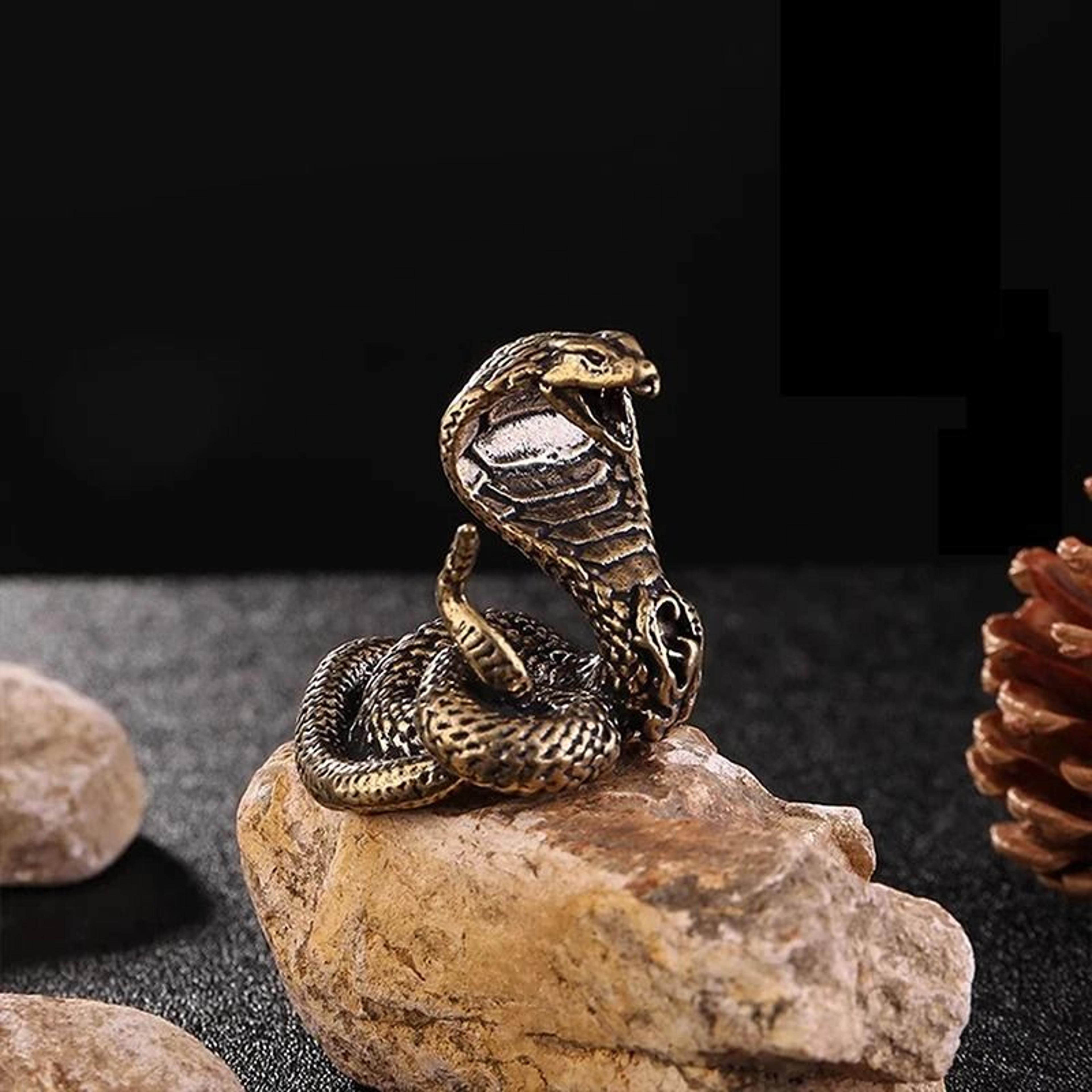 Antique Brass Mini Snake Figurine Decorative Bronze Desk Ornament 6