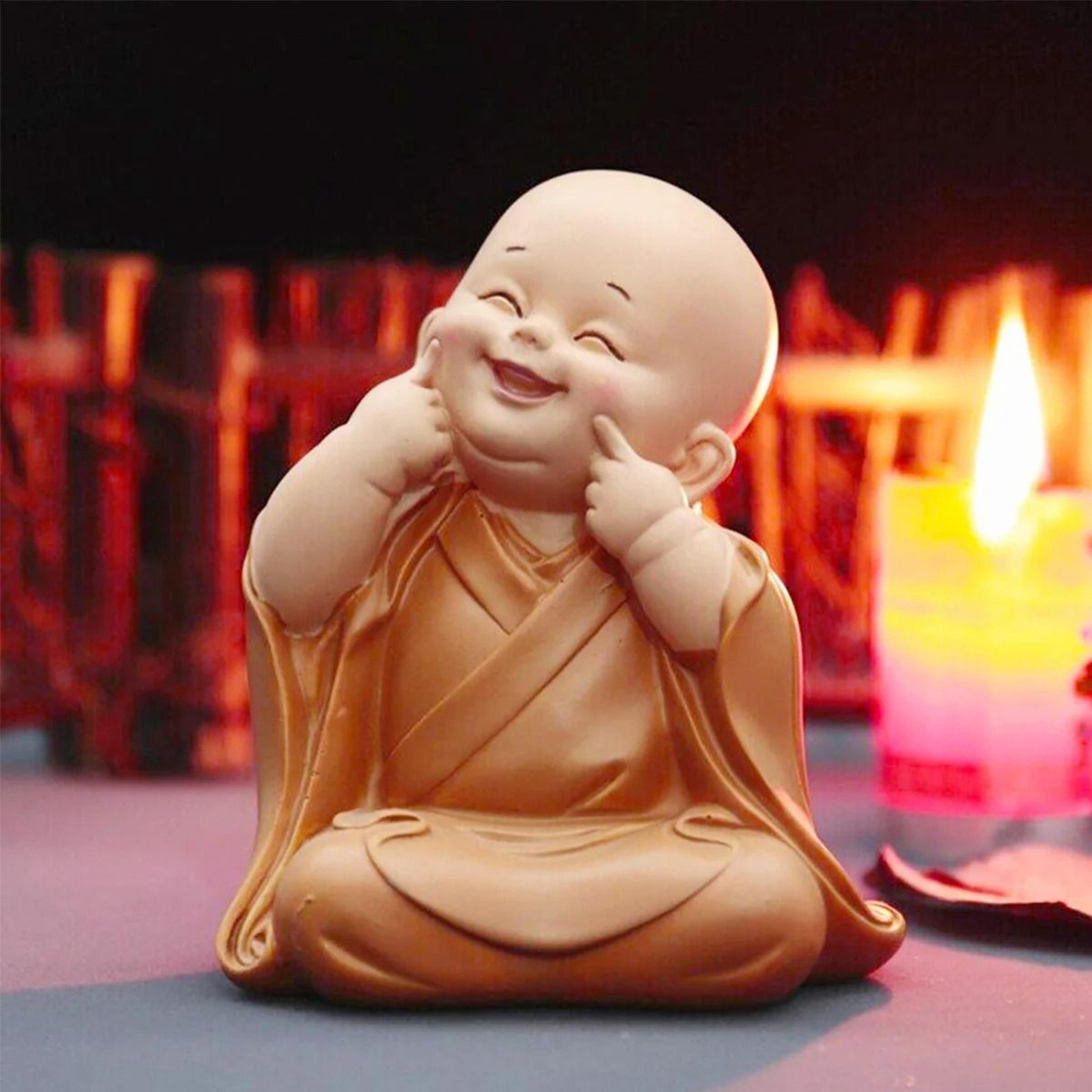 Cute Mini Monk Figurine Resin Buddha Statue Desk Decor 1