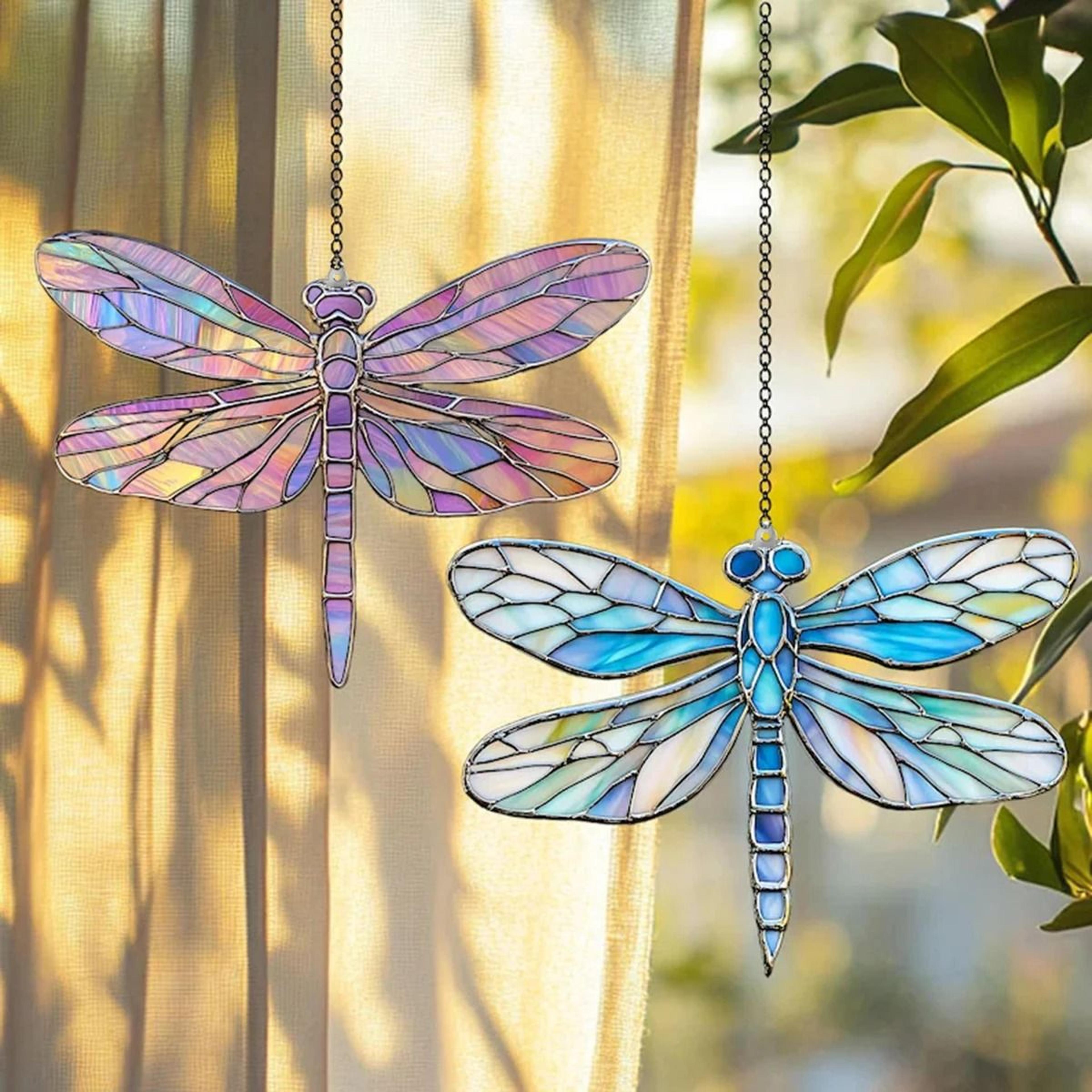 colorful dragonfly suncatcher acrylic hanging window decor