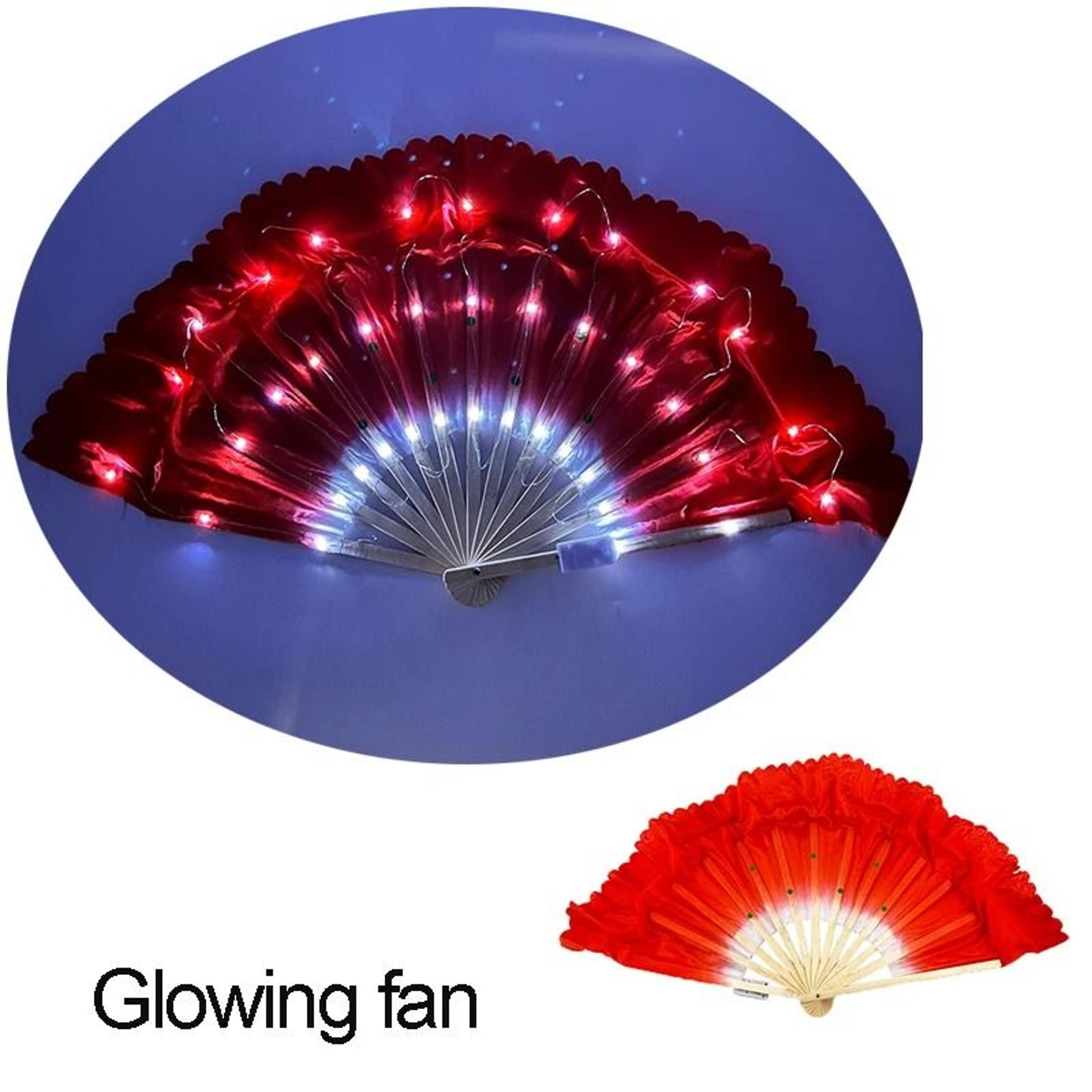 LED Folding Fan Light Up Hand Fan Glowing Party Festival Fan 15
