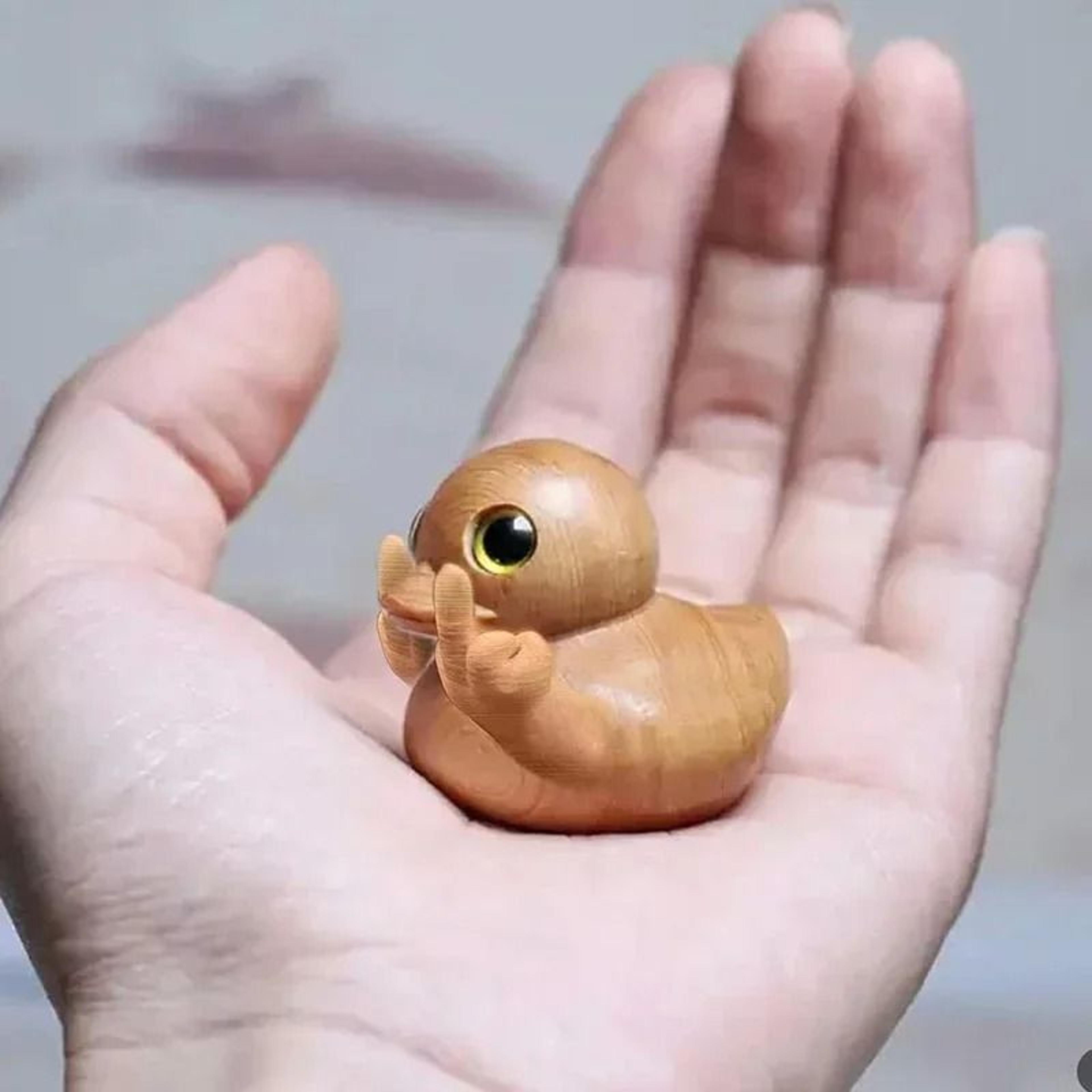 Funny Duck Statue Wooden Middle Finger Duck Figurine Quirky Desk Decoration 9