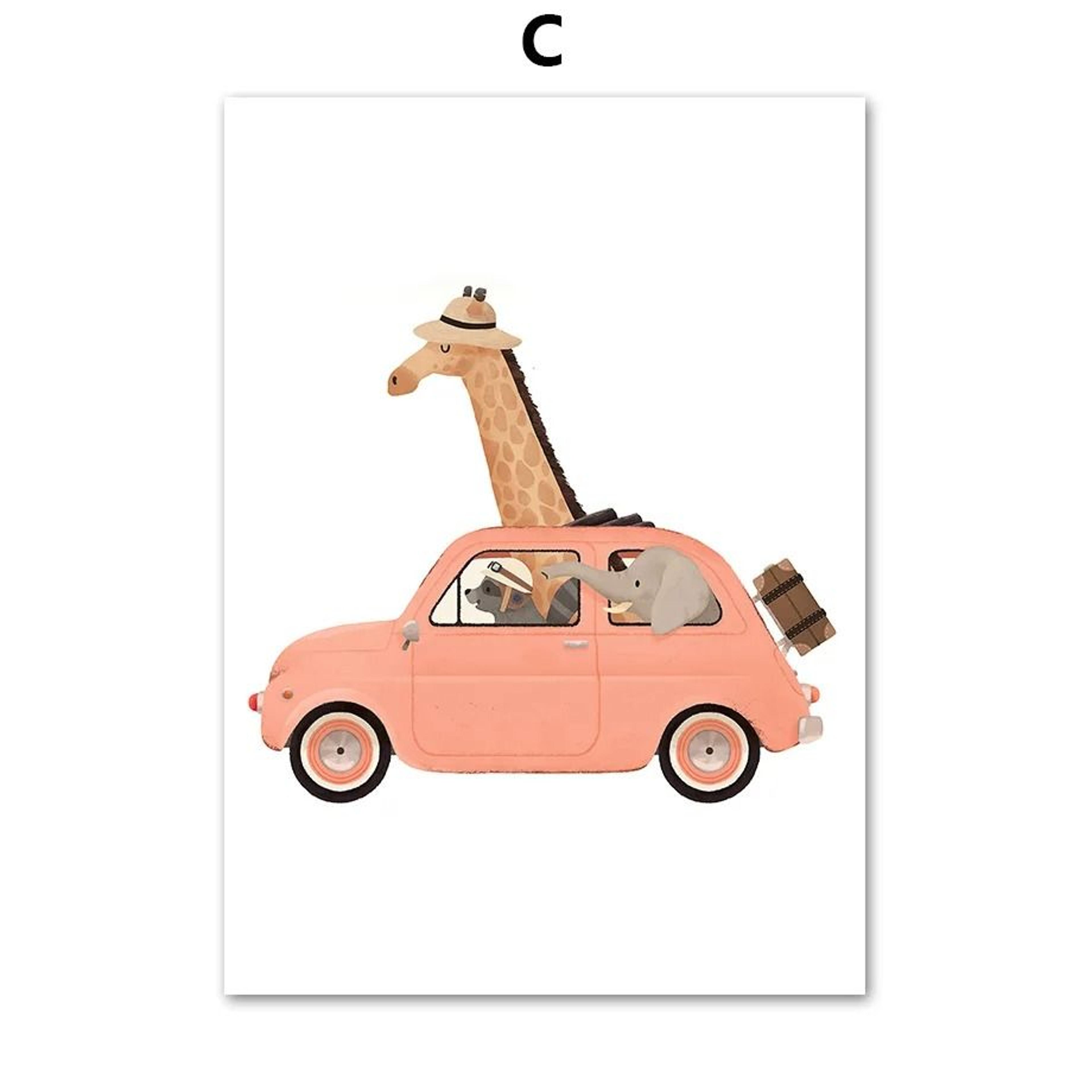 Safari Animal Wall Art Kids Nursery Canvas Print Cartoon Animal Poster Decor 3