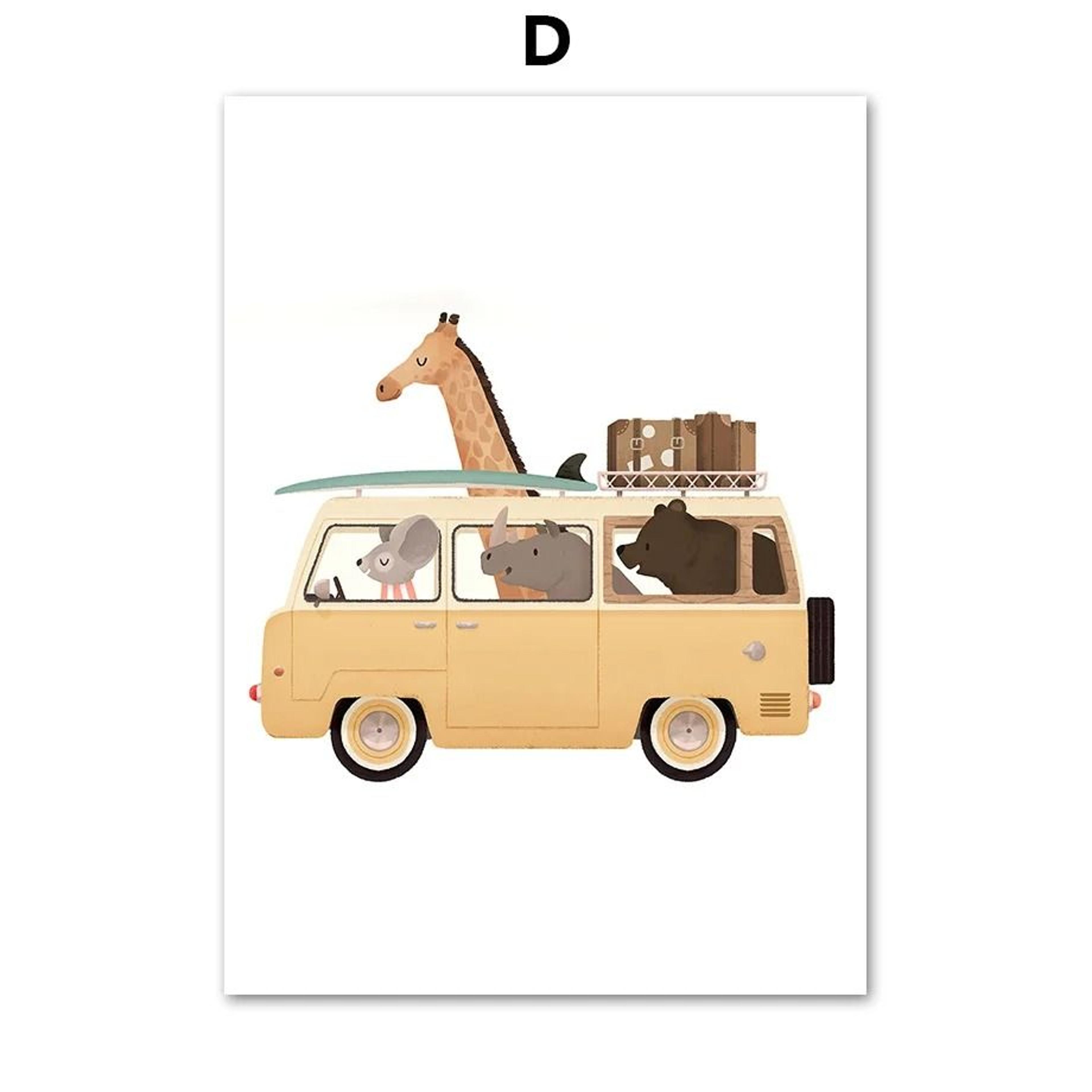 Safari Animal Wall Art Kids Nursery Canvas Print Cartoon Animal Poster Decor 4
