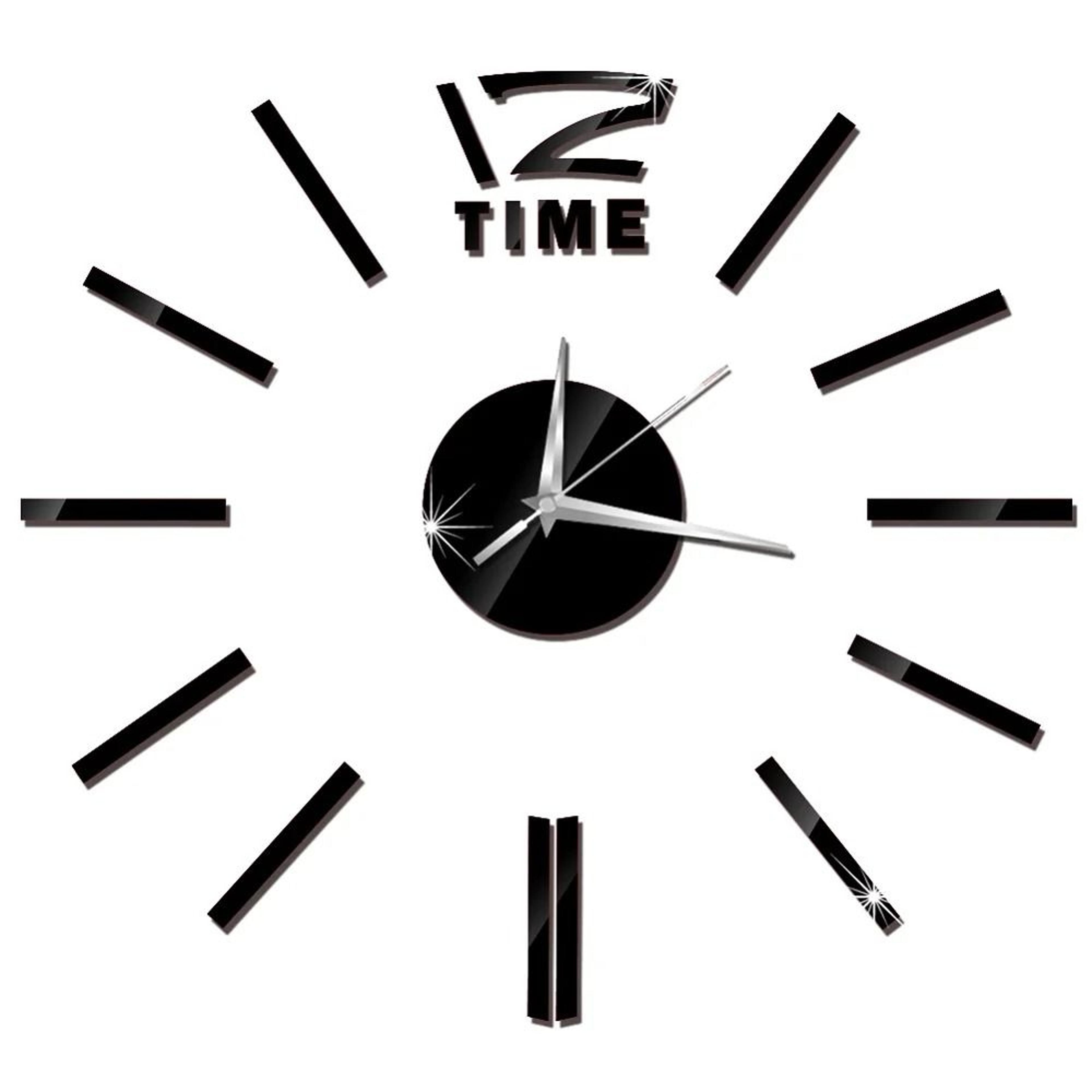 DIY Mirror Wall Clock Sticker Frameless Modern Large Wall Clock Decor 25