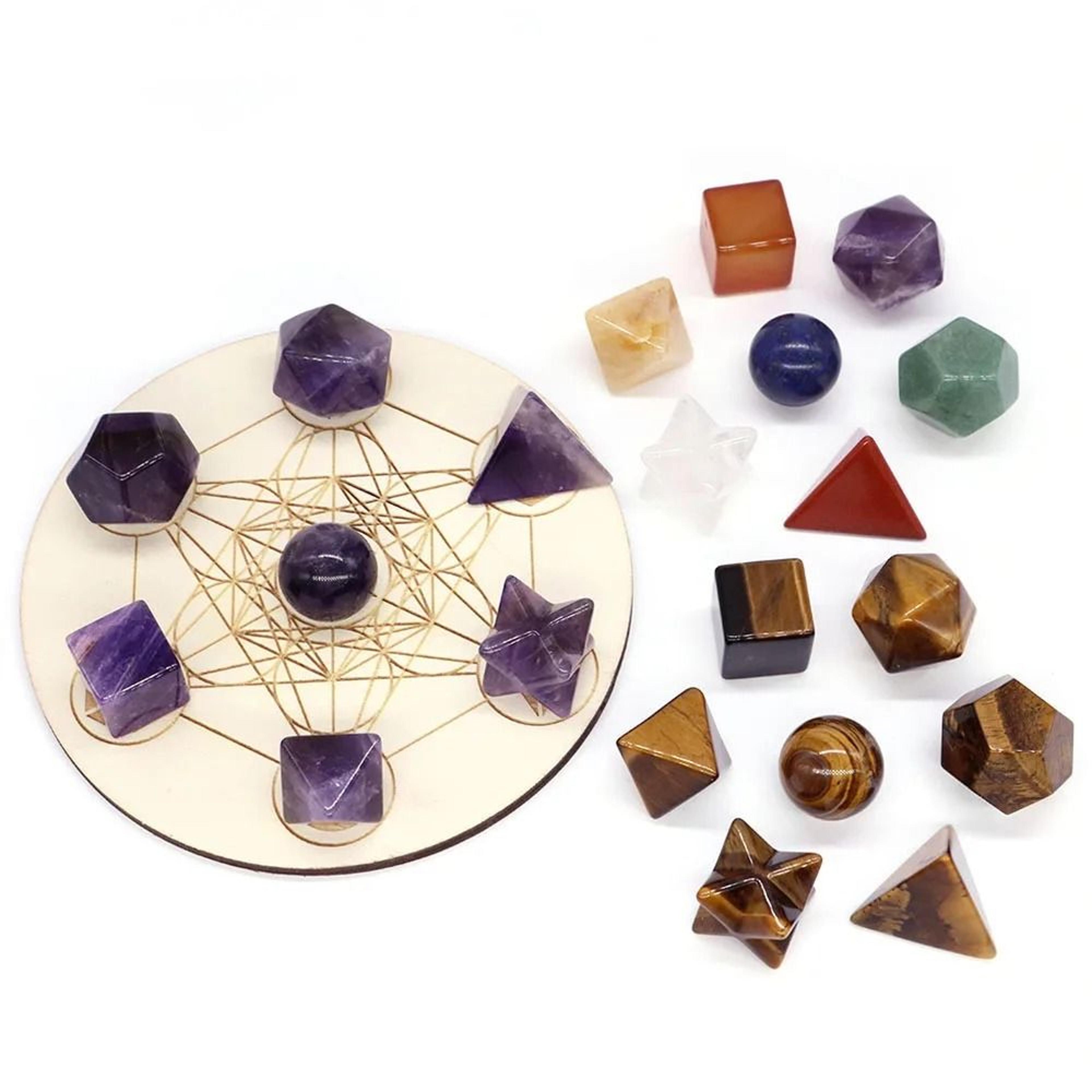 Platonic Solid Crystal Set Sacred Geometry Chakra Healing Reiki Stones 23