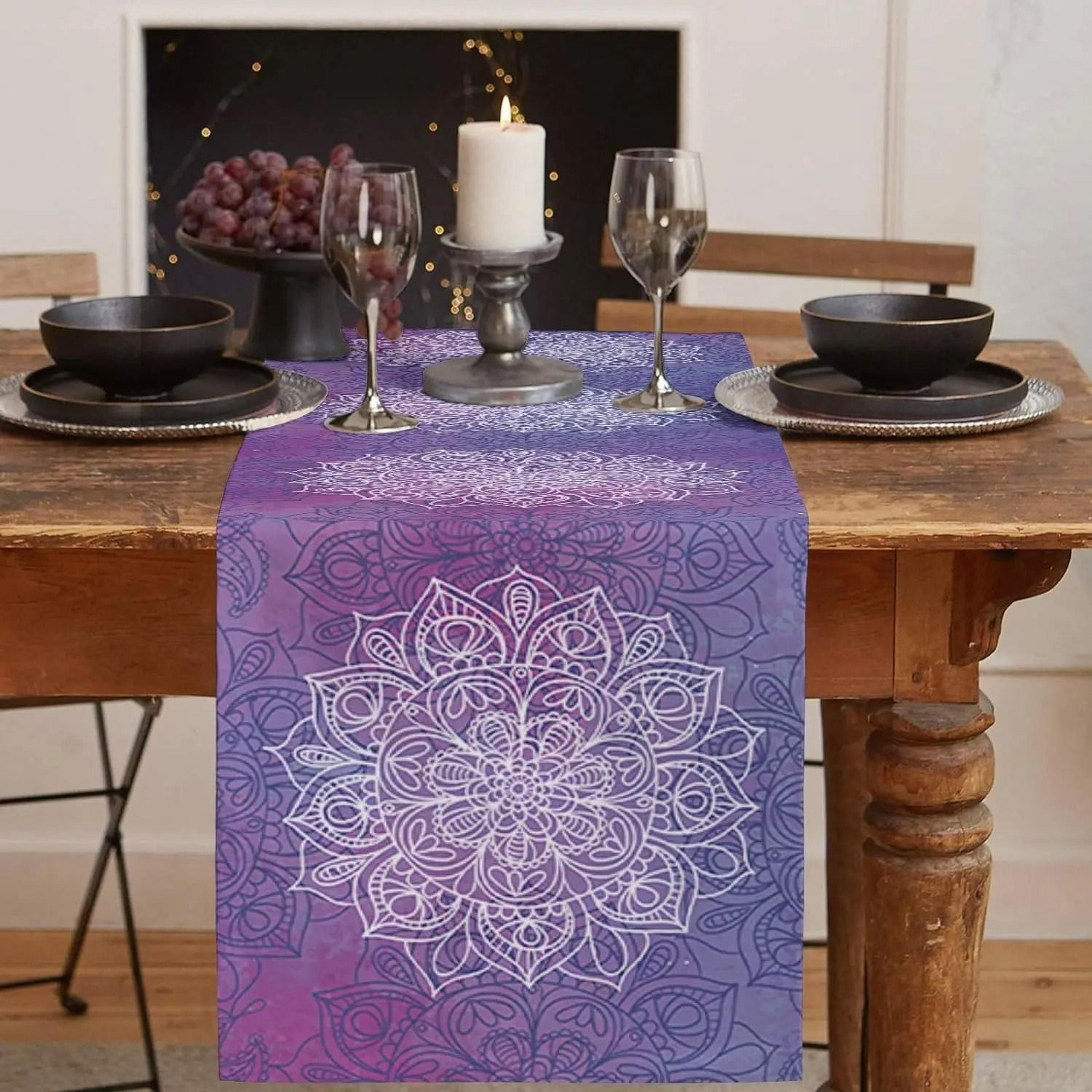 Bohemian Mandala Table Runner Linen Farmhouse Wedding Dining Table Decor 4