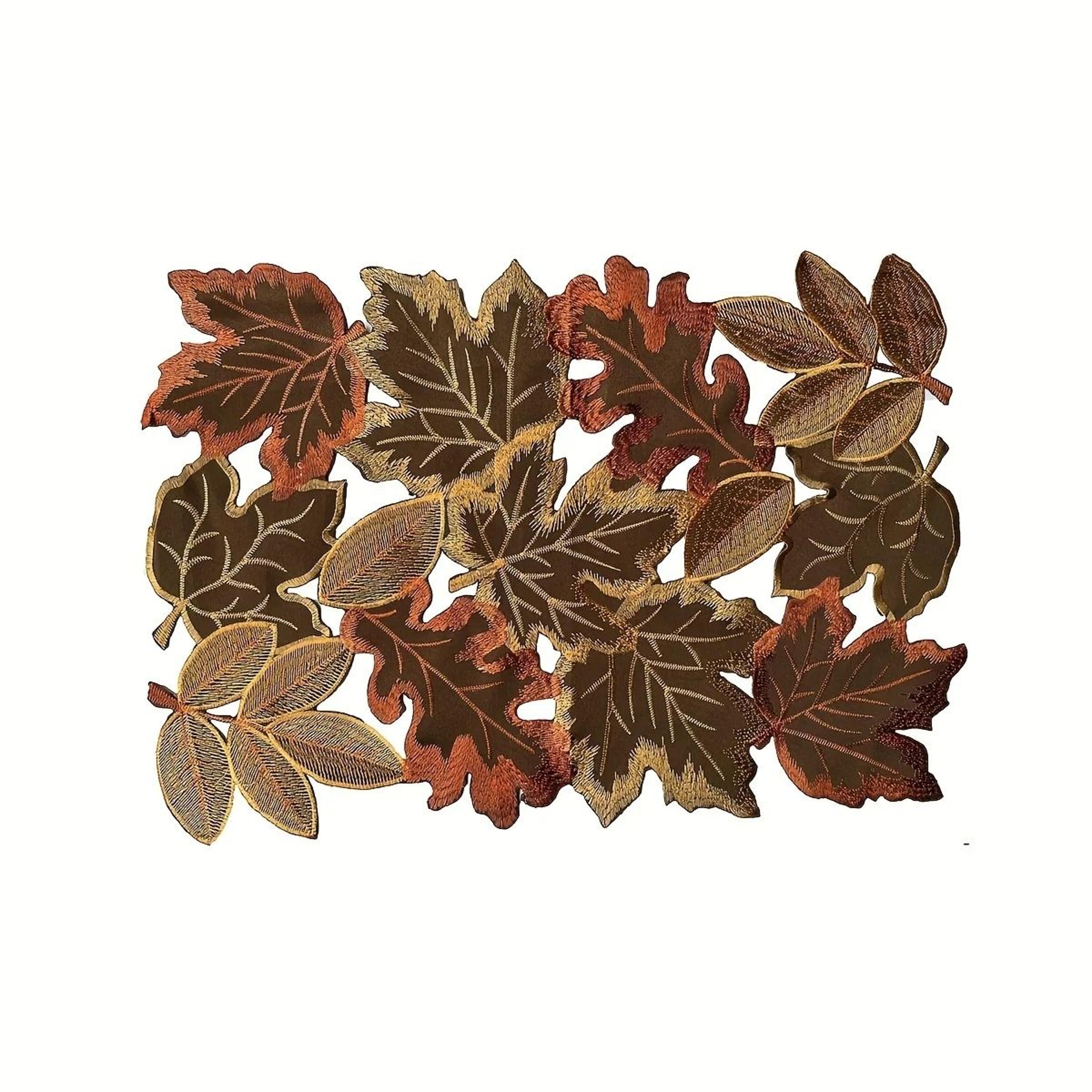 Embroidered Maple Leaf Autumn Table Runner Rustic Farmhouse Harvest Decor 2