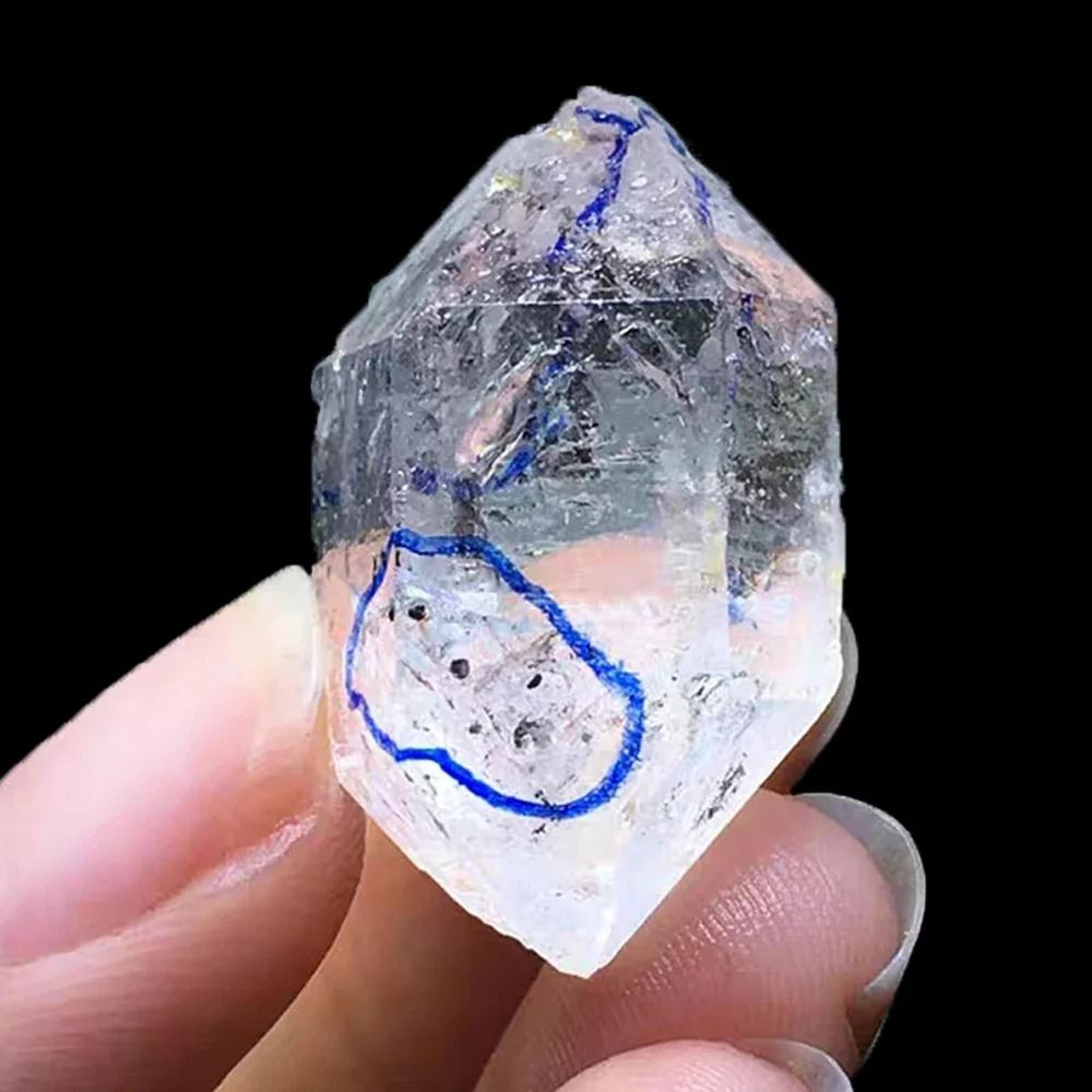 Herkimer Diamond Crystal Raw Black Stone Energy Healing Decor 0
