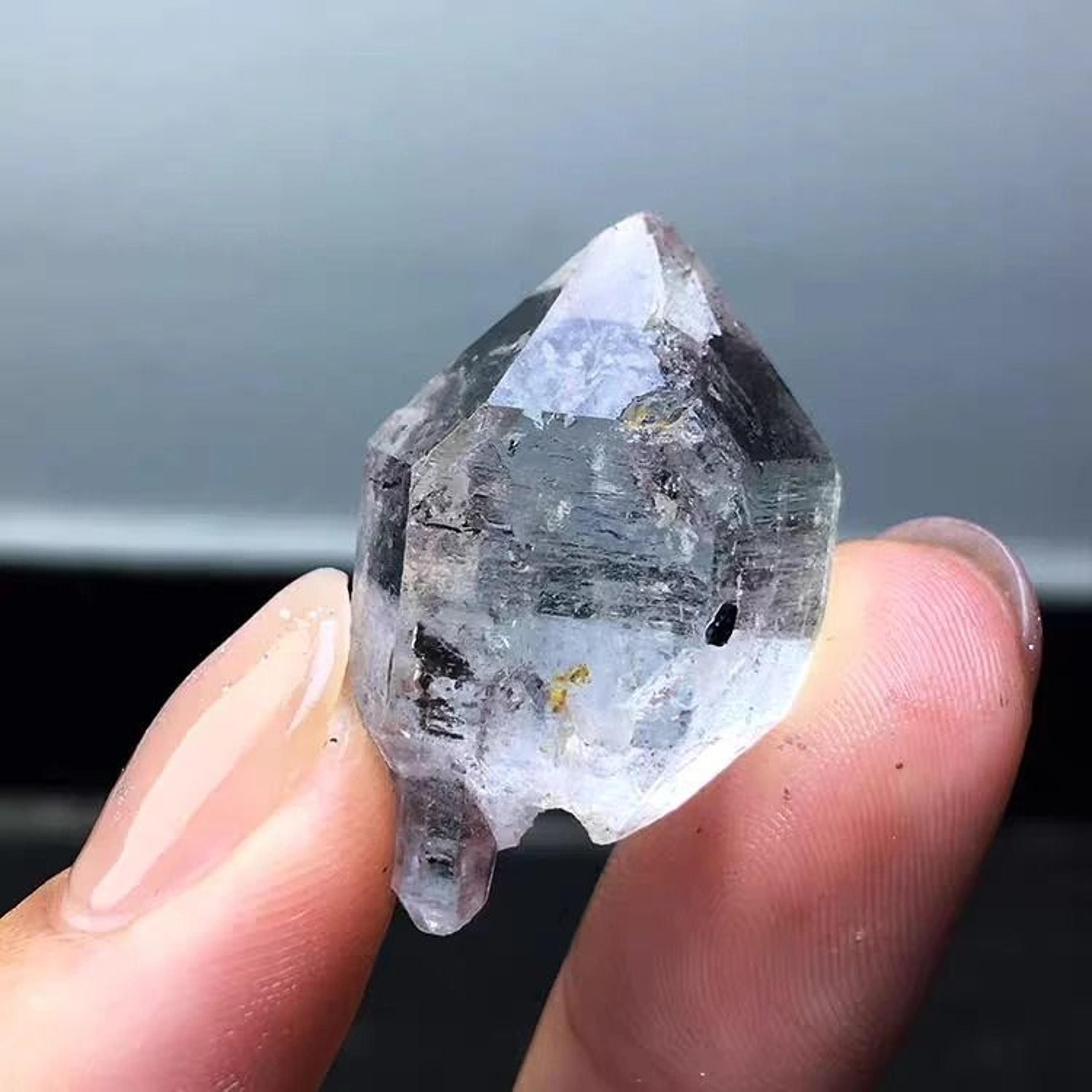 Herkimer Diamond Crystal Raw Black Stone Energy Healing Decor 3