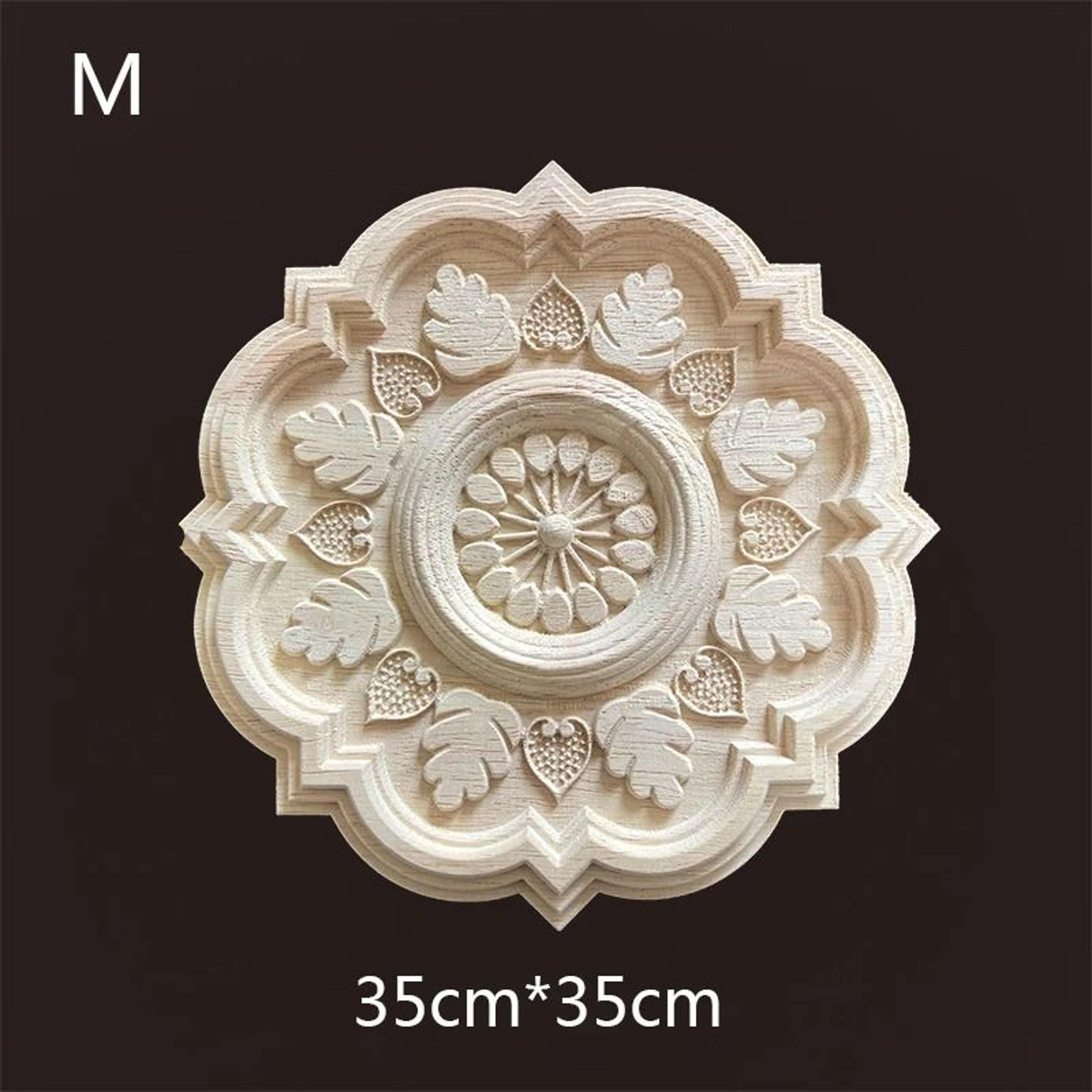 Floral Wood Carved Applique Furniture Onlay Decorative Trim 22