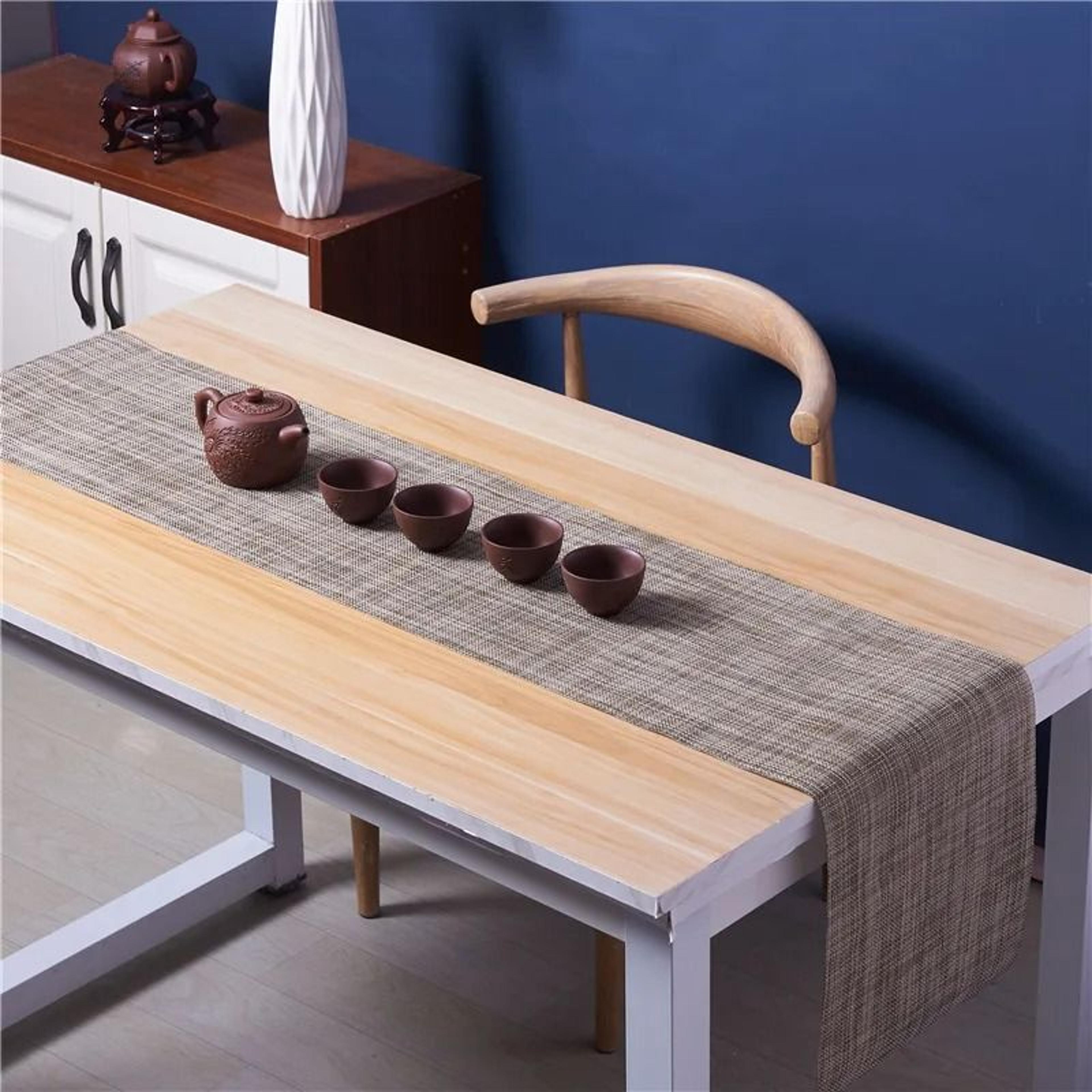 Heat Resistant PVC Table Runner Non Slip Washable Vinyl Table Cover 3