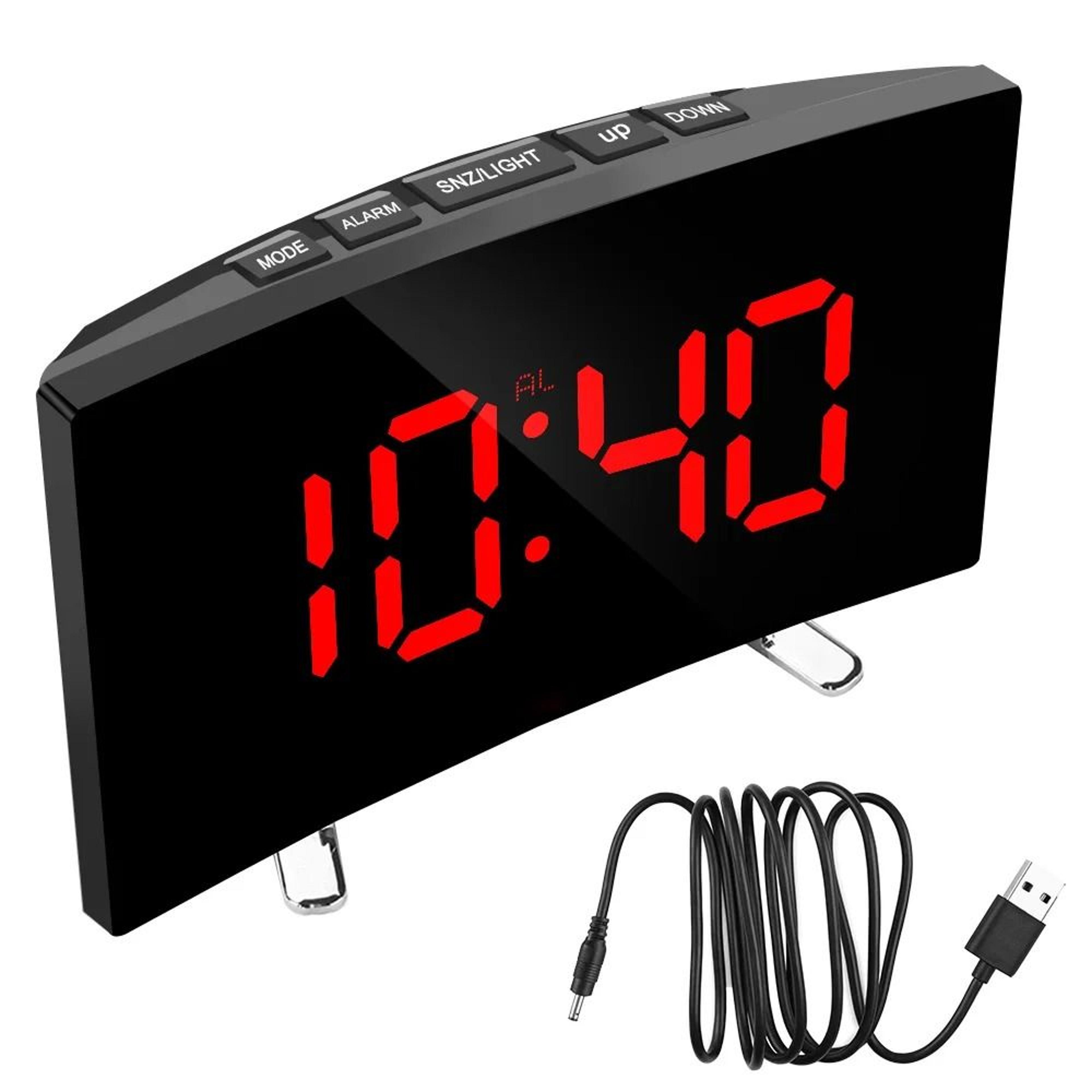 LED Mirror Alarm Clock Dimmable Digital Desk Clock For Bedroom 2