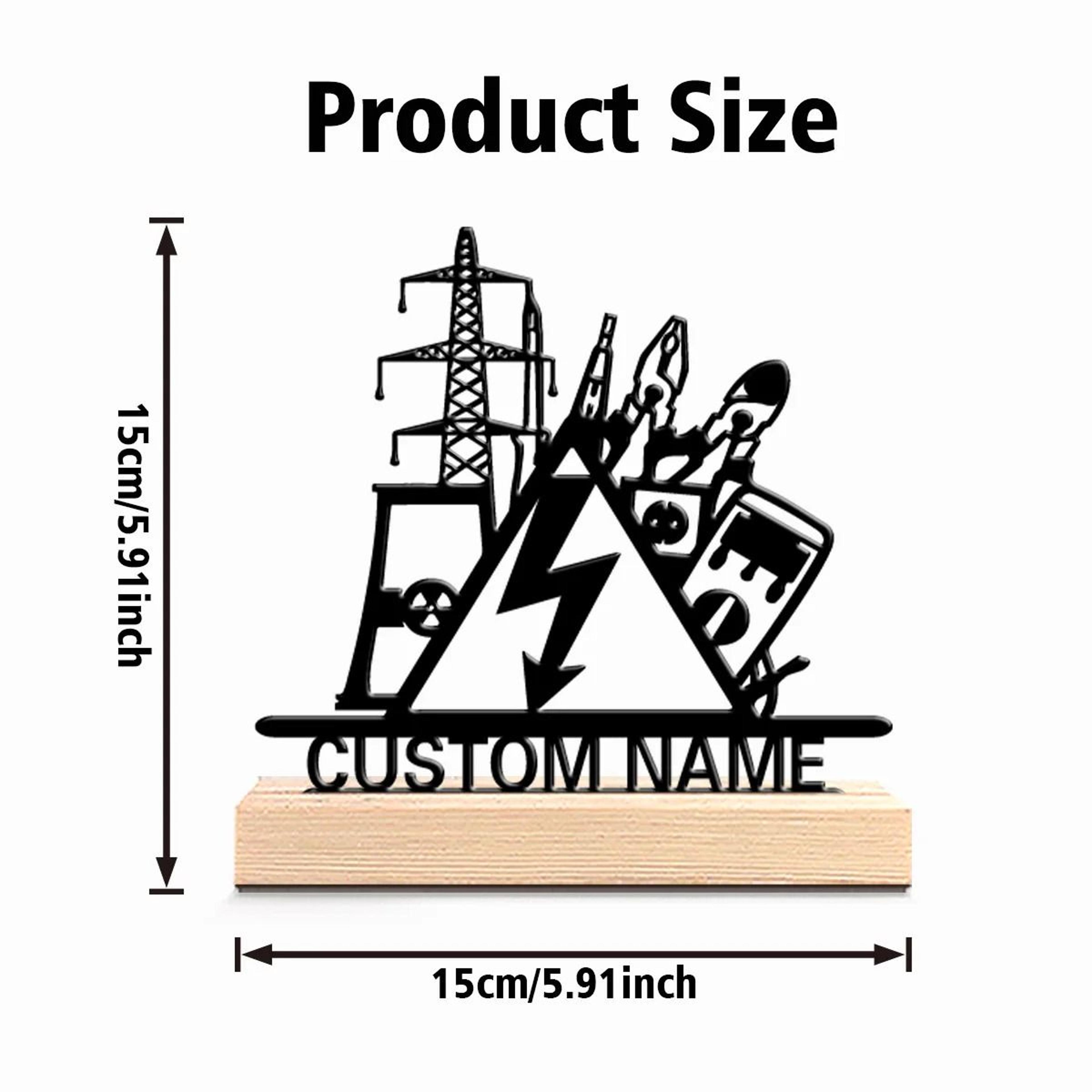Personalized Electrical Engineer Metal Statue Desk Decor With Wooden Base 1