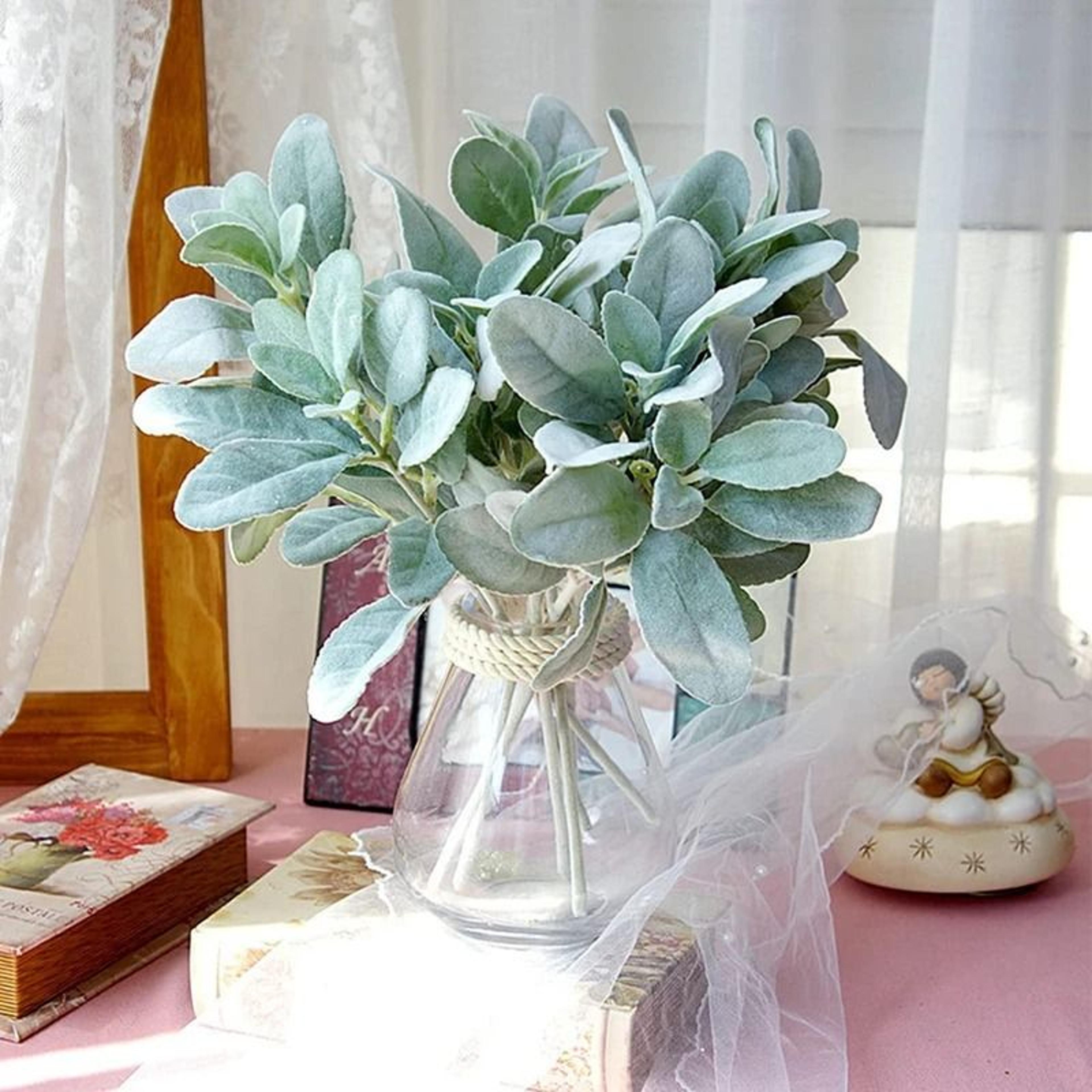 Artificial Lambs Ear Stems Faux Greenery Branches For Wedding Bouquet And DIY Floral Arrangement 6