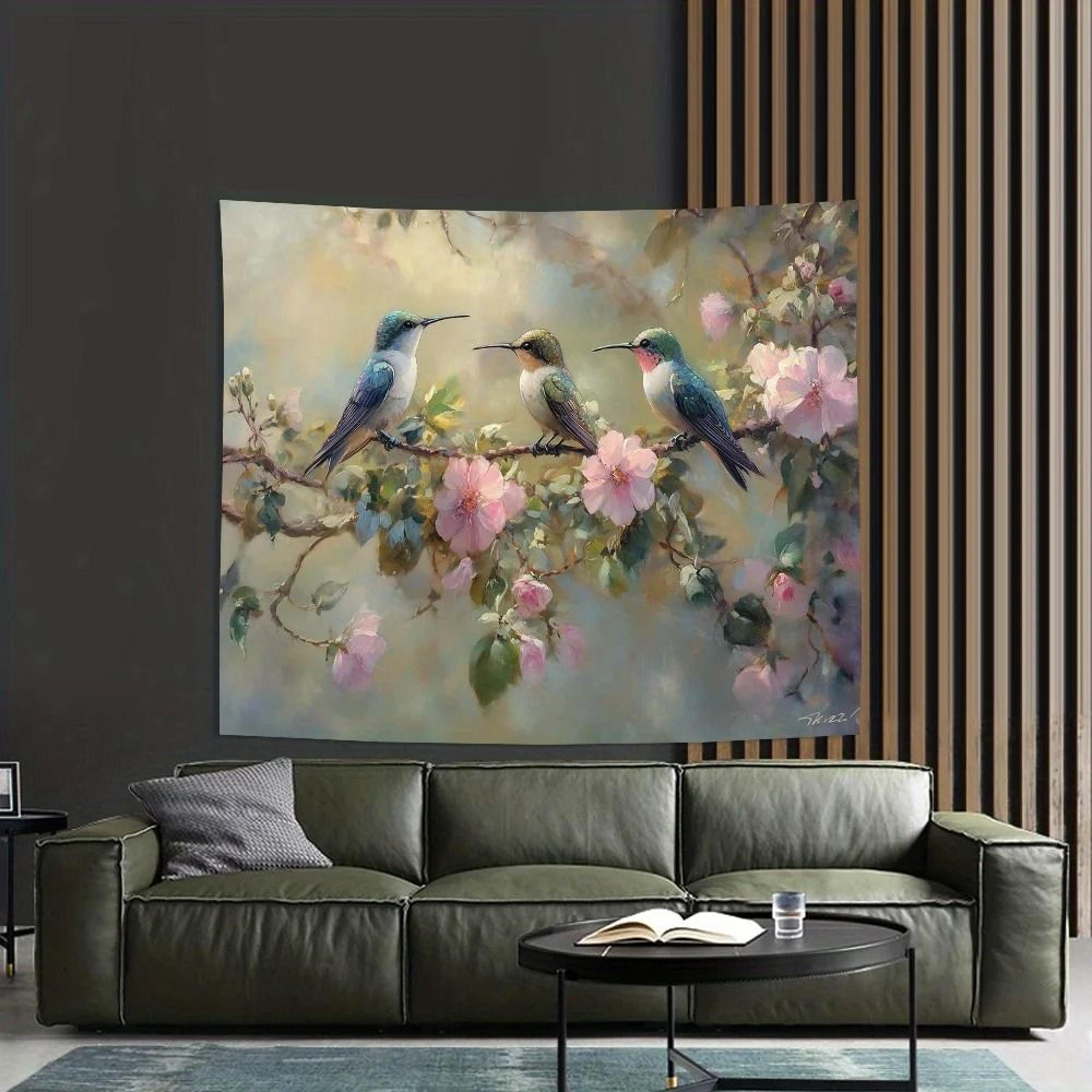 Hummingbird Wall Tapestry Floral Bird Wall Decor For Bedroom And Office 4