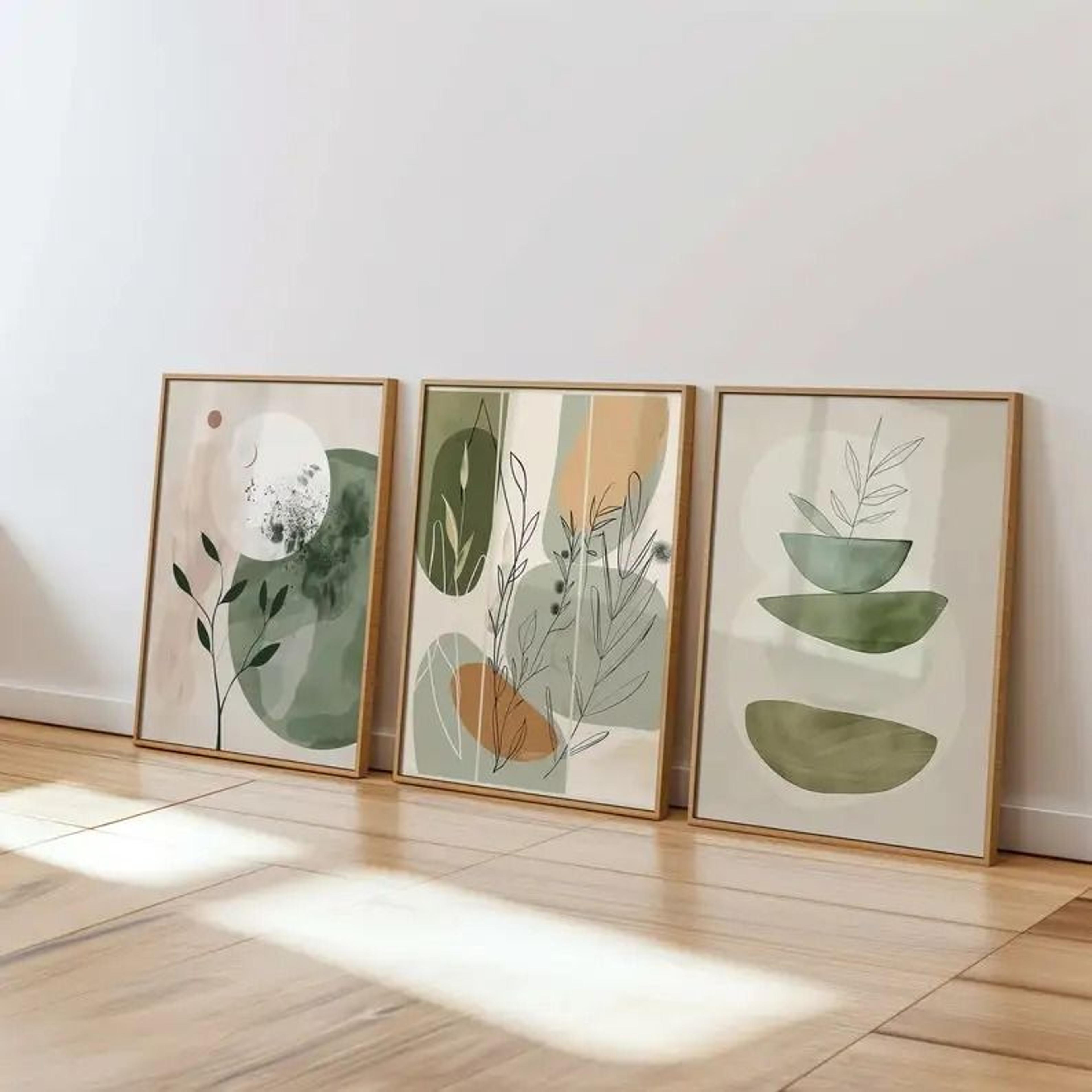 Bohemian Plant Canvas Prints Set Earth Tone Minimalist Wall Art Decor 5