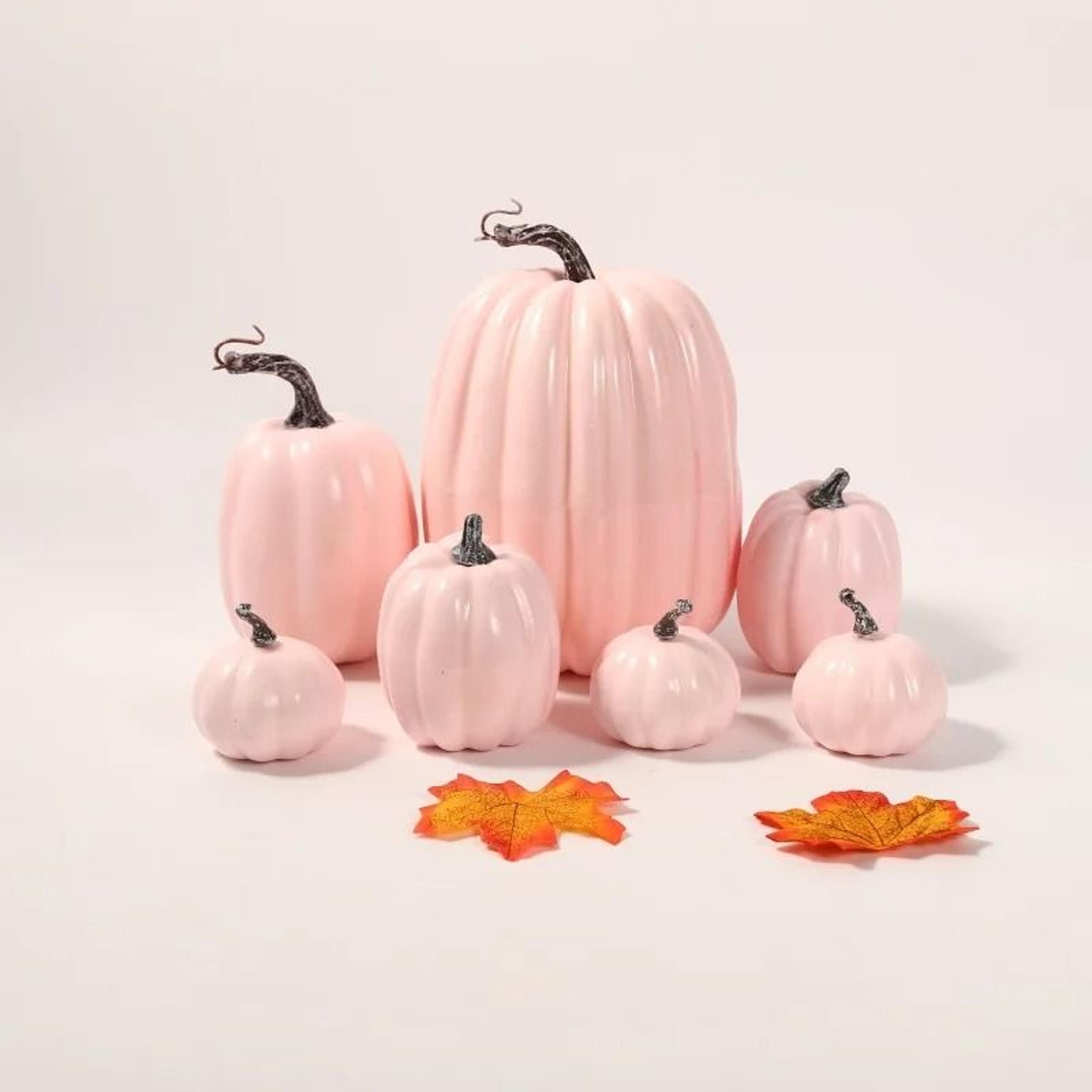 Artificial Pumpkin Set 7PCS Fake Pumpkins For Halloween Autumn Harvest Decor 3