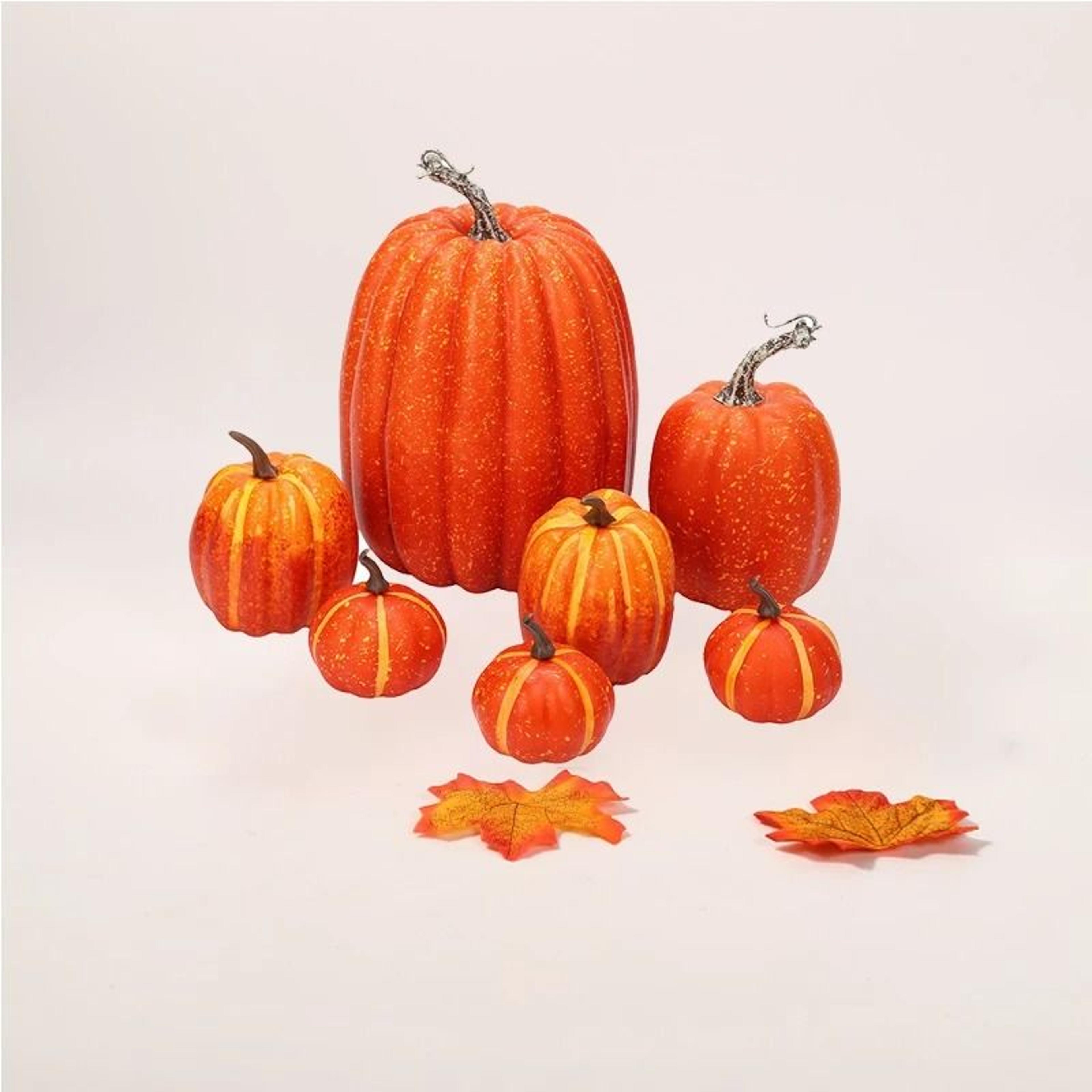 Artificial Pumpkin Set 7PCS Fake Pumpkins For Halloween Autumn Harvest Decor 2